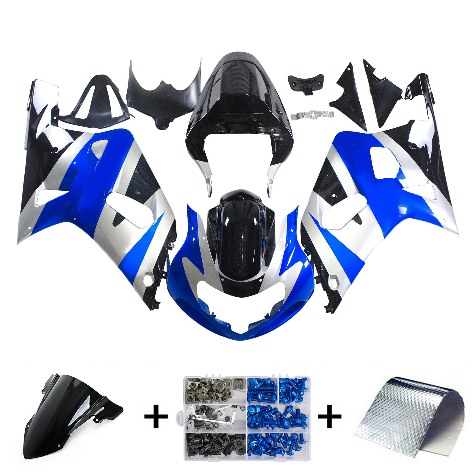 Amotopart Suzuki GSXR750 2001-2003 Kit Carénage Carrosserie Plastique ABS