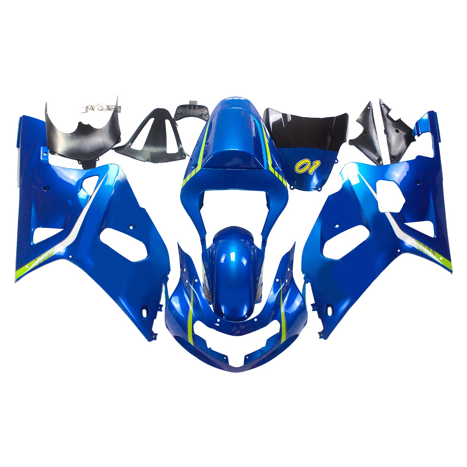 Amotopart Suzuki GSXR750 2001-2003 Kit Carénage Carrosserie Plastique ABS