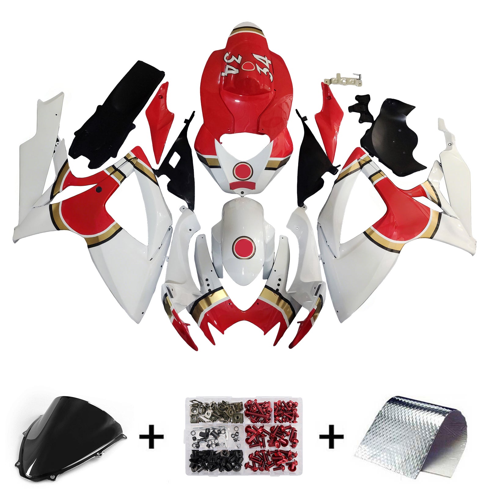 Carénages Amotopart 2006-2007 Suzuki GSXR 600 750 Blanc Rouge Lucky Strike Generic