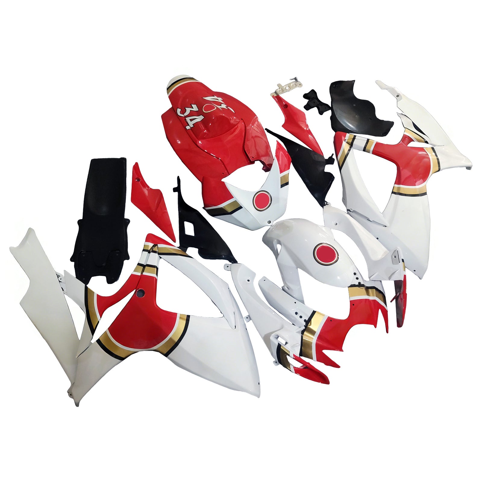 Carénages Amotopart 2006-2007 Suzuki GSXR 600 750 Blanc Rouge Lucky Strike Generic