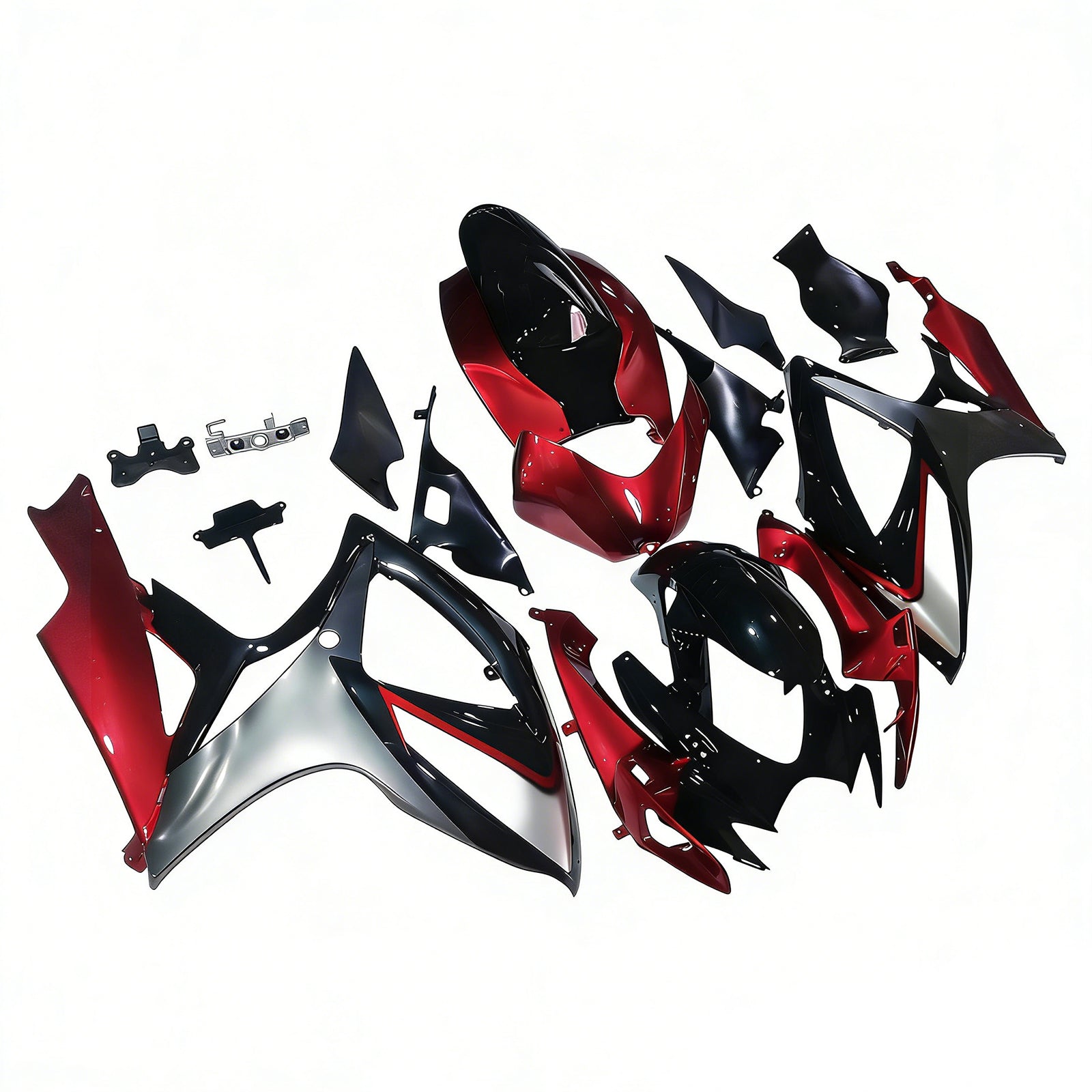 Carénages Amotopart 2006-2007 Suzuki GSXR 600 750 Rouge Argent Noir GSXR Generic
