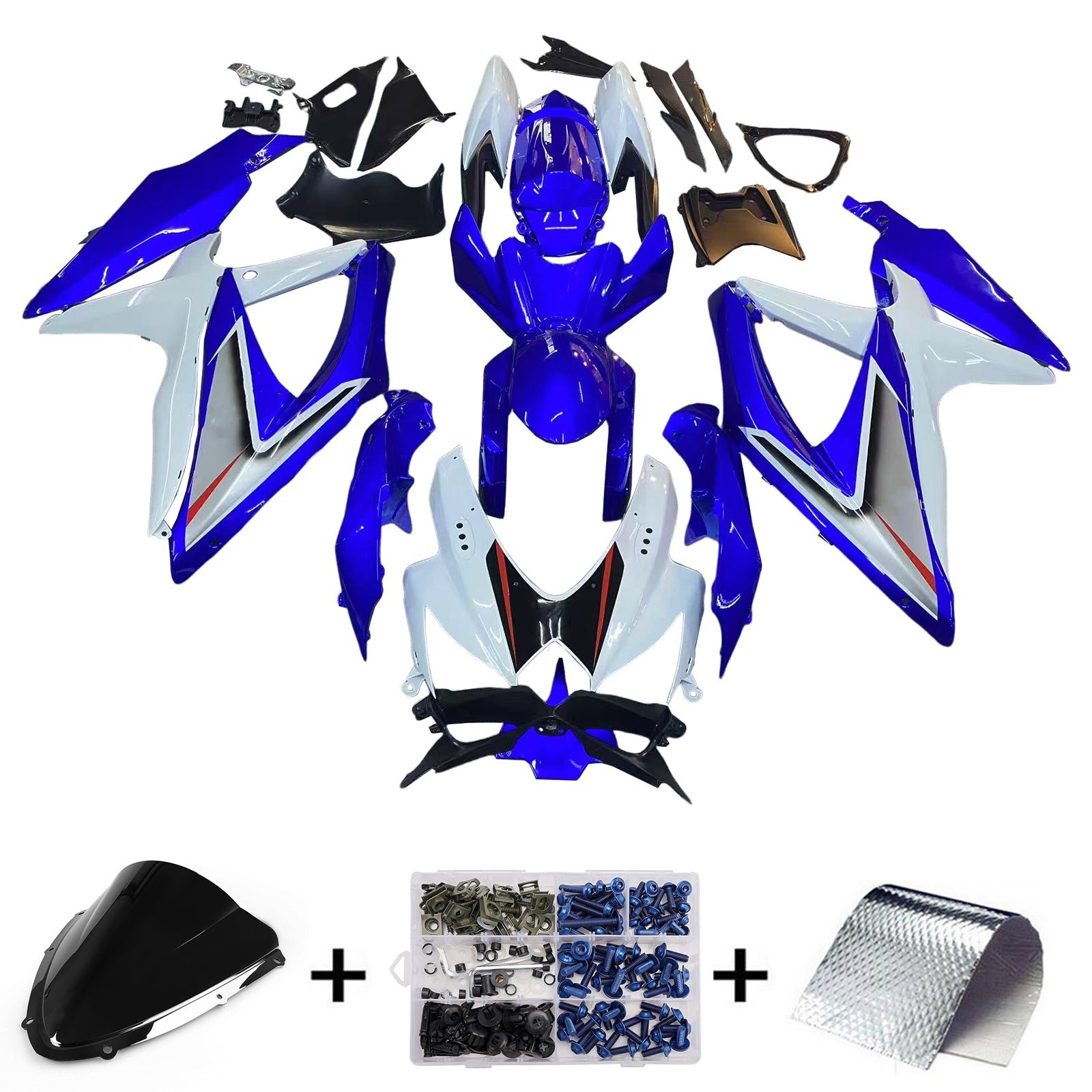Amotopart Carénages 2008-2010 Suzuki GSXR 600 750 Blanc et Bleu GSXR Generic