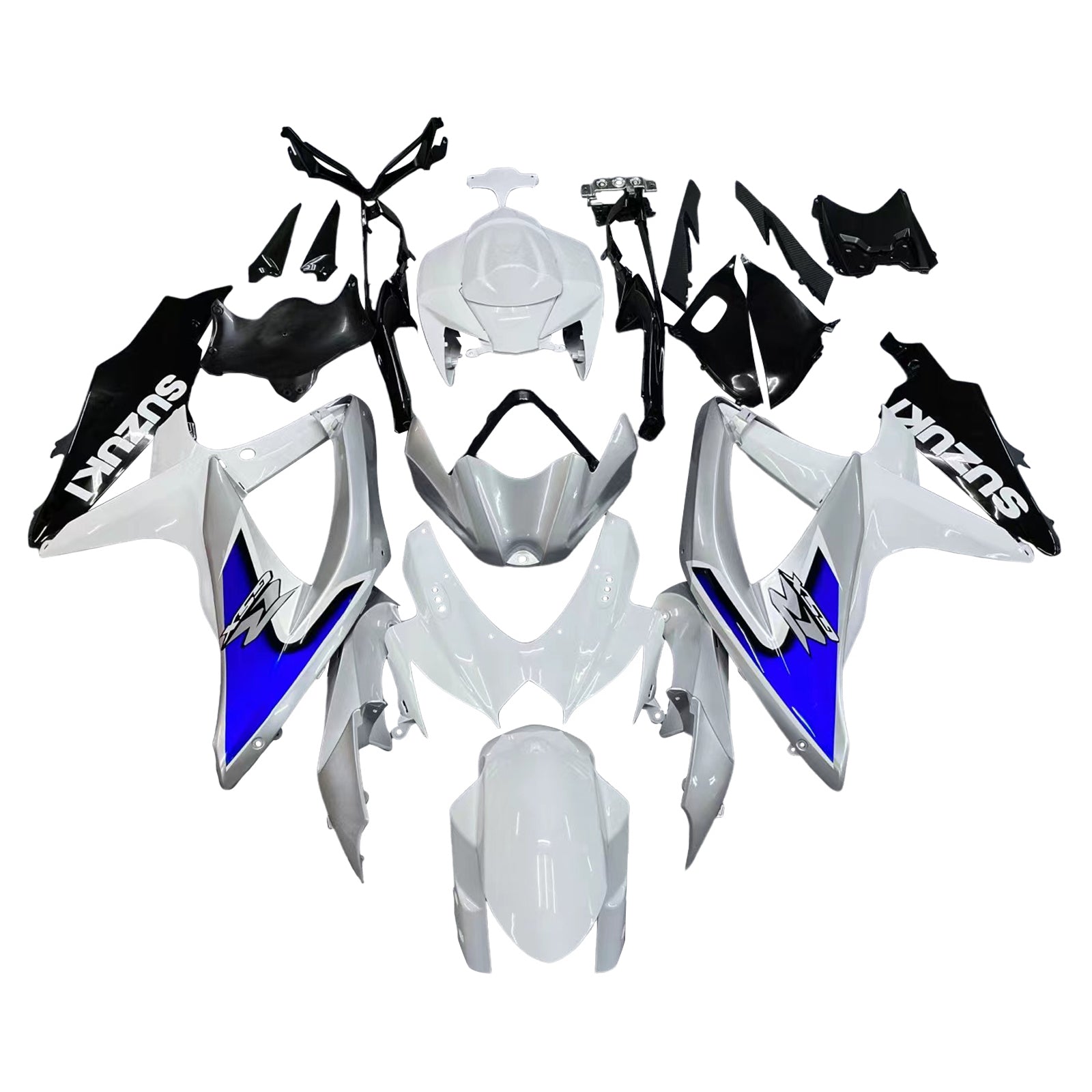 Amotopart Carénages 2008-2010 Suzuki GSXR 600 750 Silver White GSXR Generic