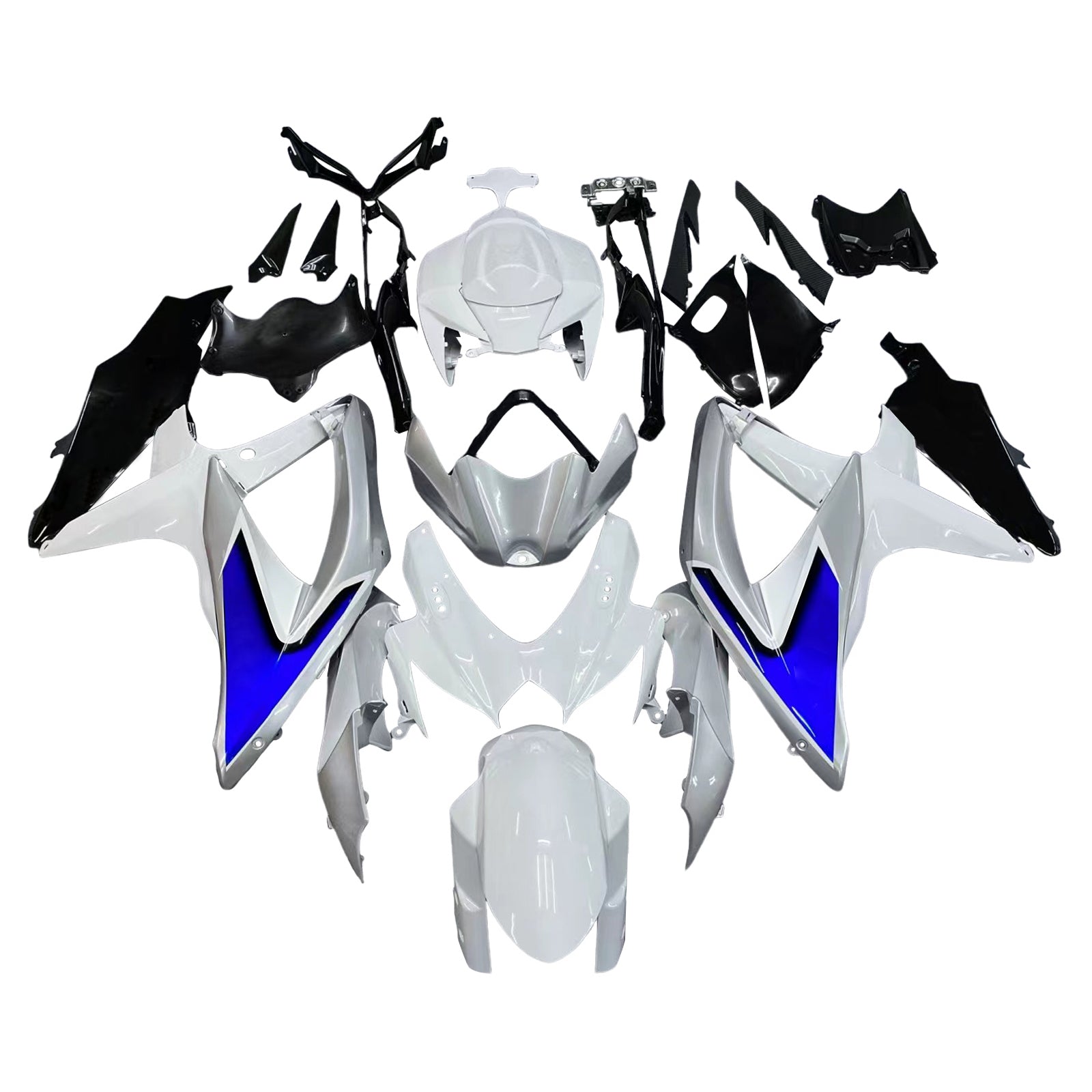 Amotopart Carénages 2008-2010 Suzuki GSXR 600 750 Silver White GSXR Generic