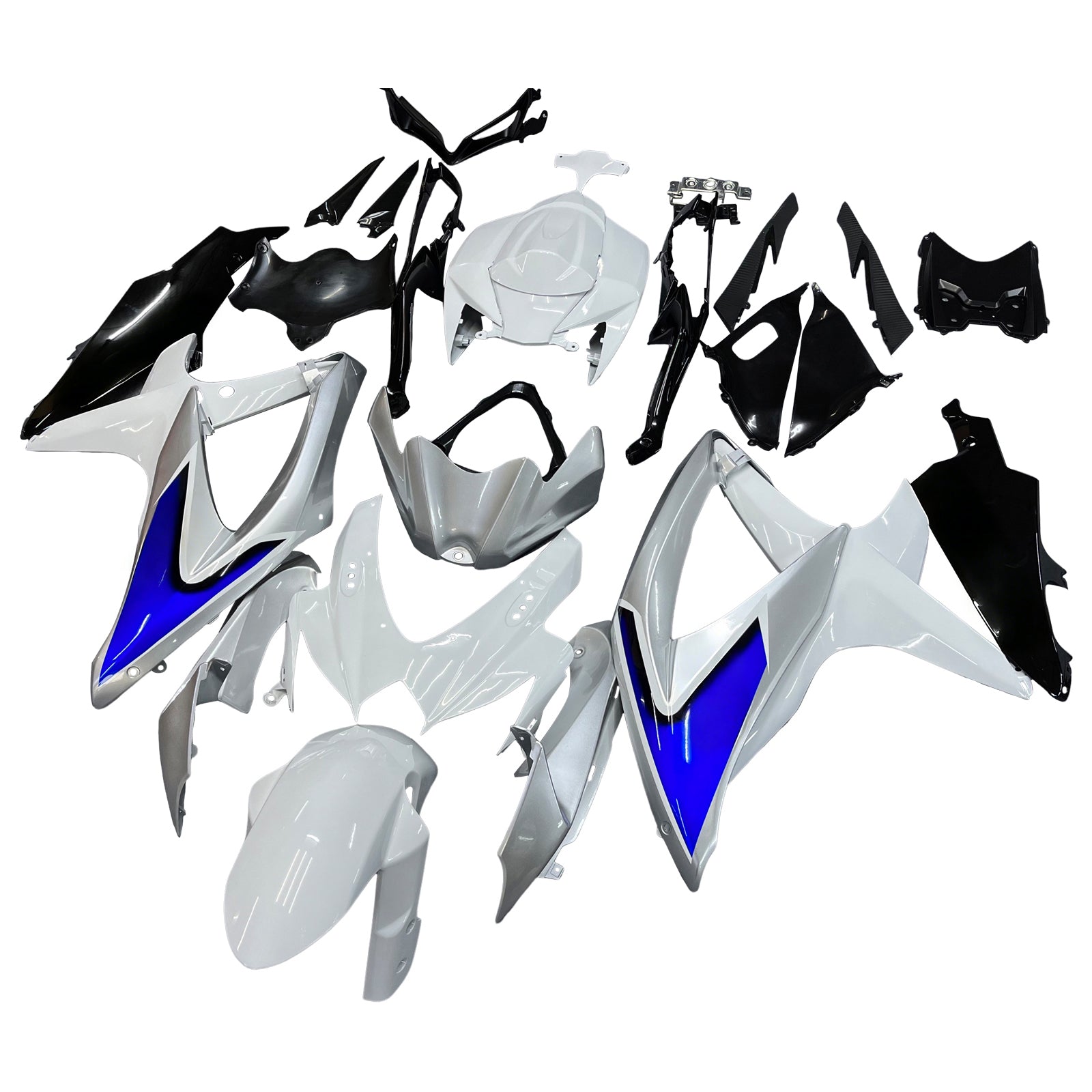 Amotopart Carénages 2008-2010 Suzuki GSXR 600 750 Silver White GSXR Generic