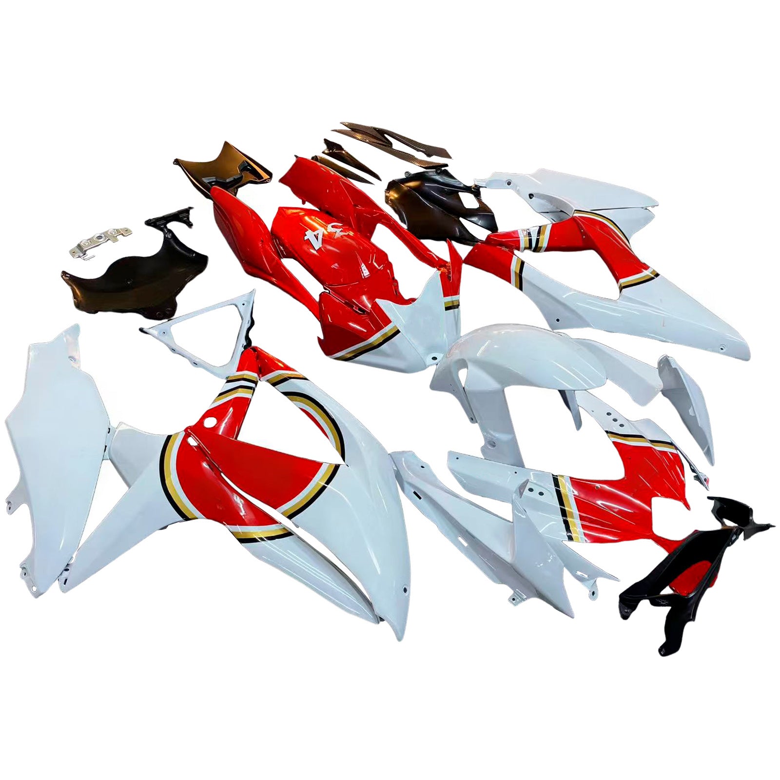 Carénages Amotopart 2008-2010 Suzuki GSXR 600 750 Blanc Rouge Lucky Strike Generic