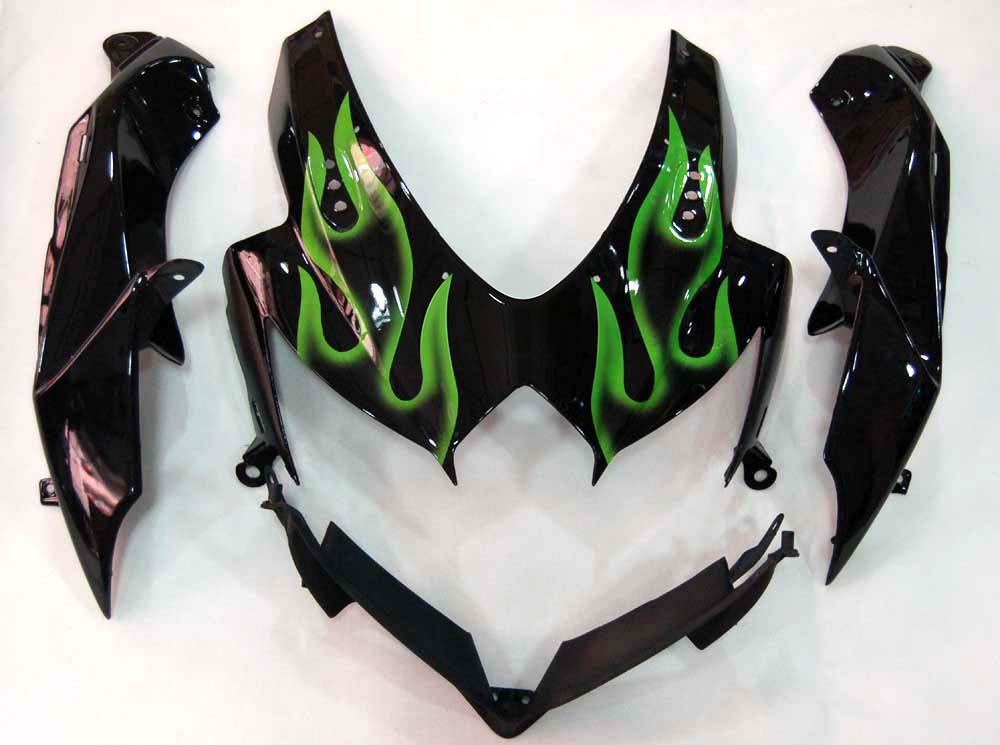 Carénages Amotopart 2008-2010 Suzuki GSXR 600 750 Black &amp; Green Flame GSXR Generic