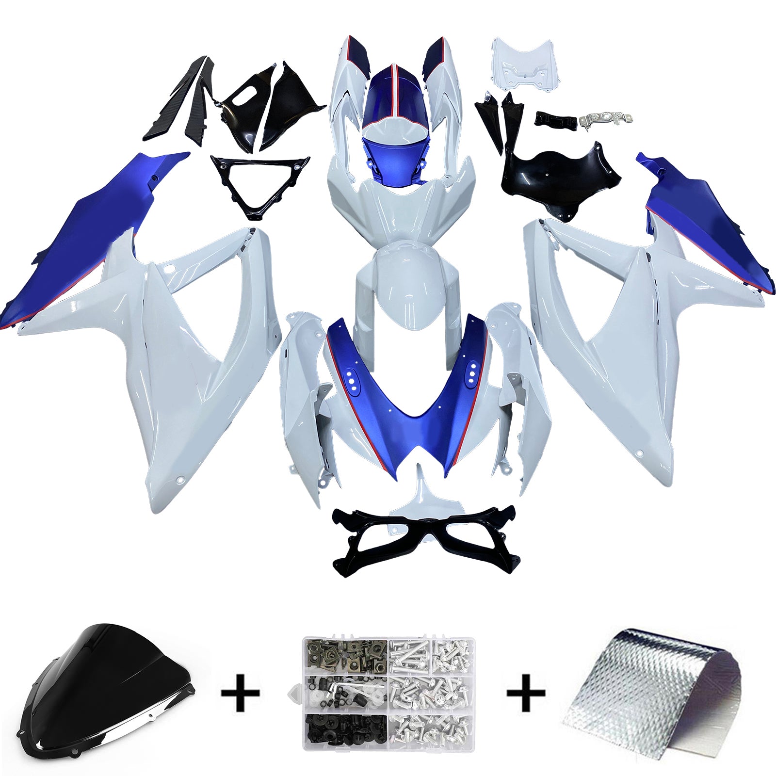 Amotopart Suzuki GSXR 600/750 2008-2010 Kit Carénage Carrosserie Plastique ABS K8