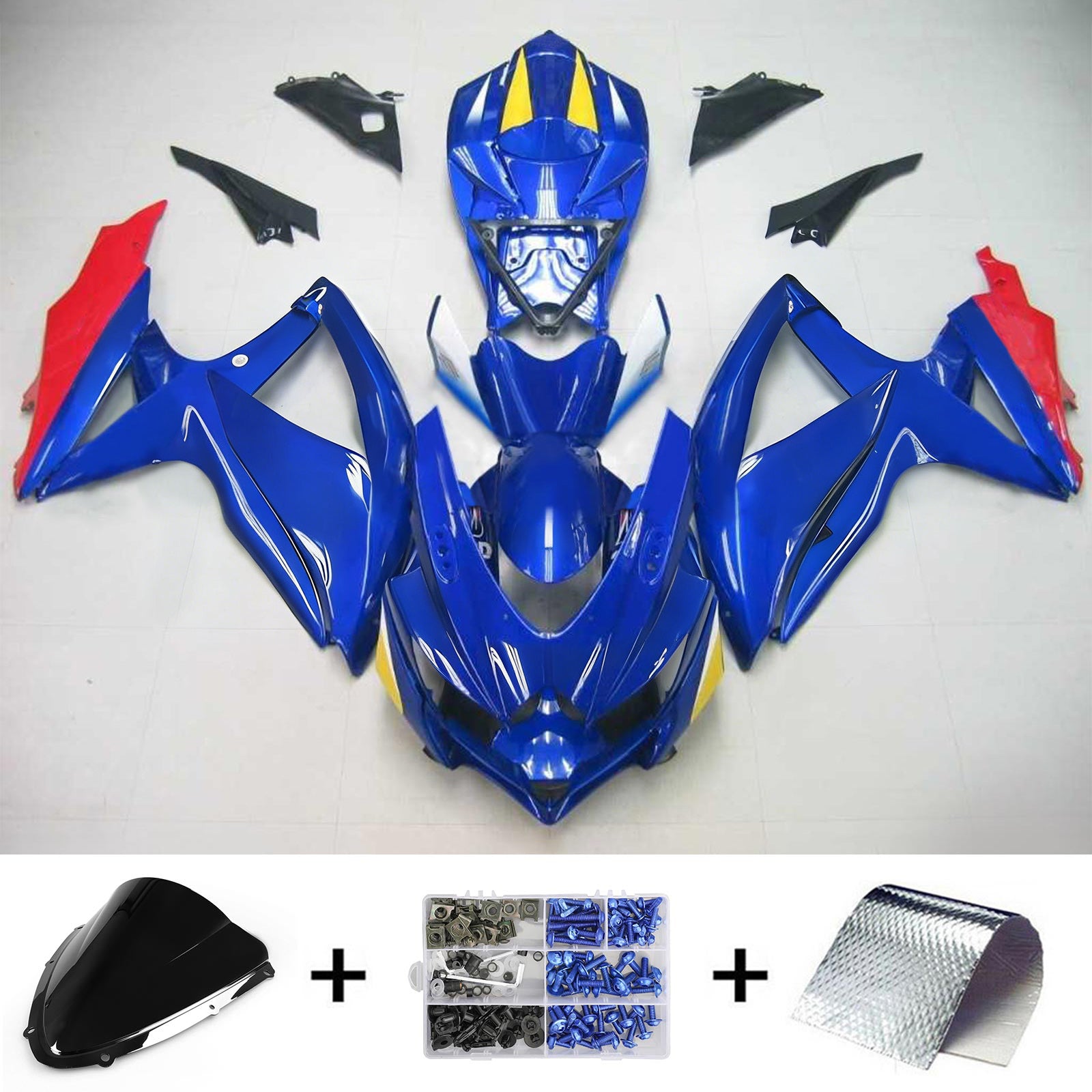 Amotopart Suzuki GSXR 600/750 2008-2010 Kit Carénage Carrosserie Plastique ABS K8