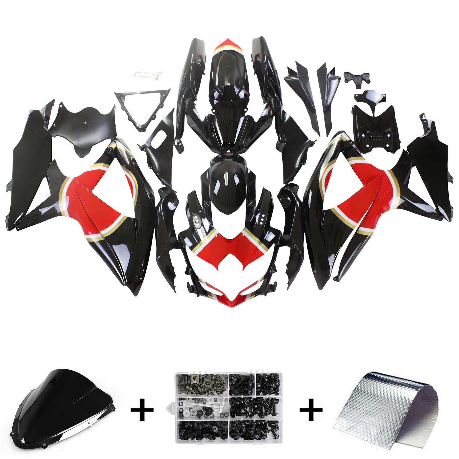 Amotopart Suzuki GSXR 600/750 2008-2010 Kit Carénage Carrosserie Plastique ABS K8