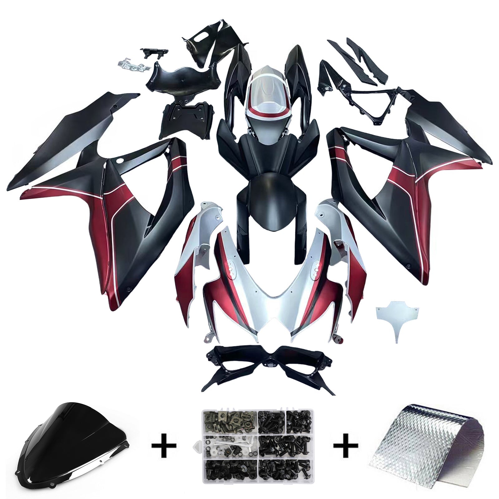 Amotopart Suzuki GSXR 600/750 2008-2010 K8 Kit Carénage Carrosserie Plastique ABS