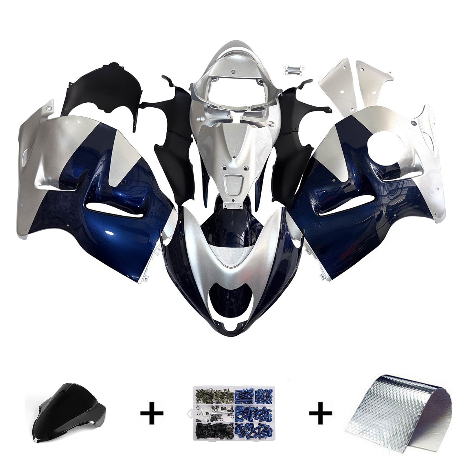 Carene Amotopart 1999-2007 Suzuki GSX1300 Hayabusa Blu e Argento Hayabusa Generico