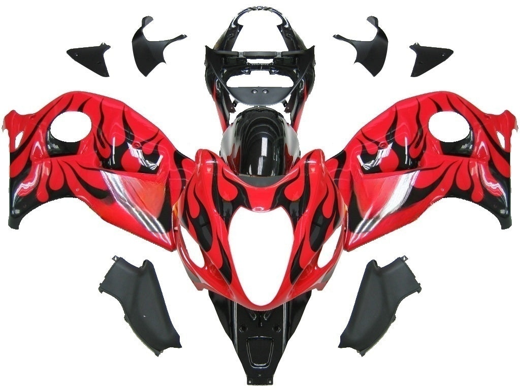 Carénages Amotopart 1999-2007 Suzuki GSX1300 Hayabusa Red &amp; Black Flame Generic