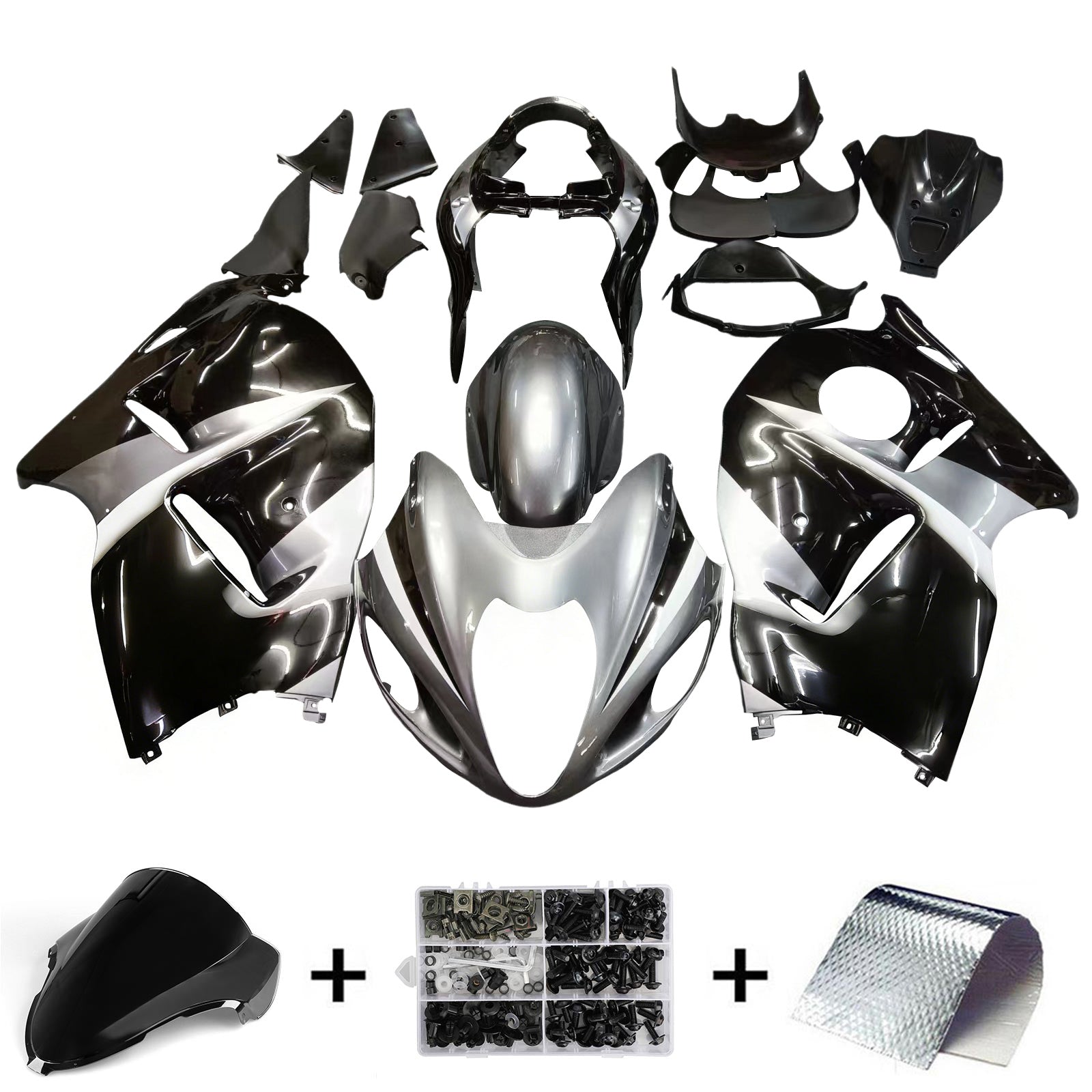 Amotopart Suzuki Hayabusa GSXR1300 1999-2007 Kit Carénage Carrosserie Plastique ABS