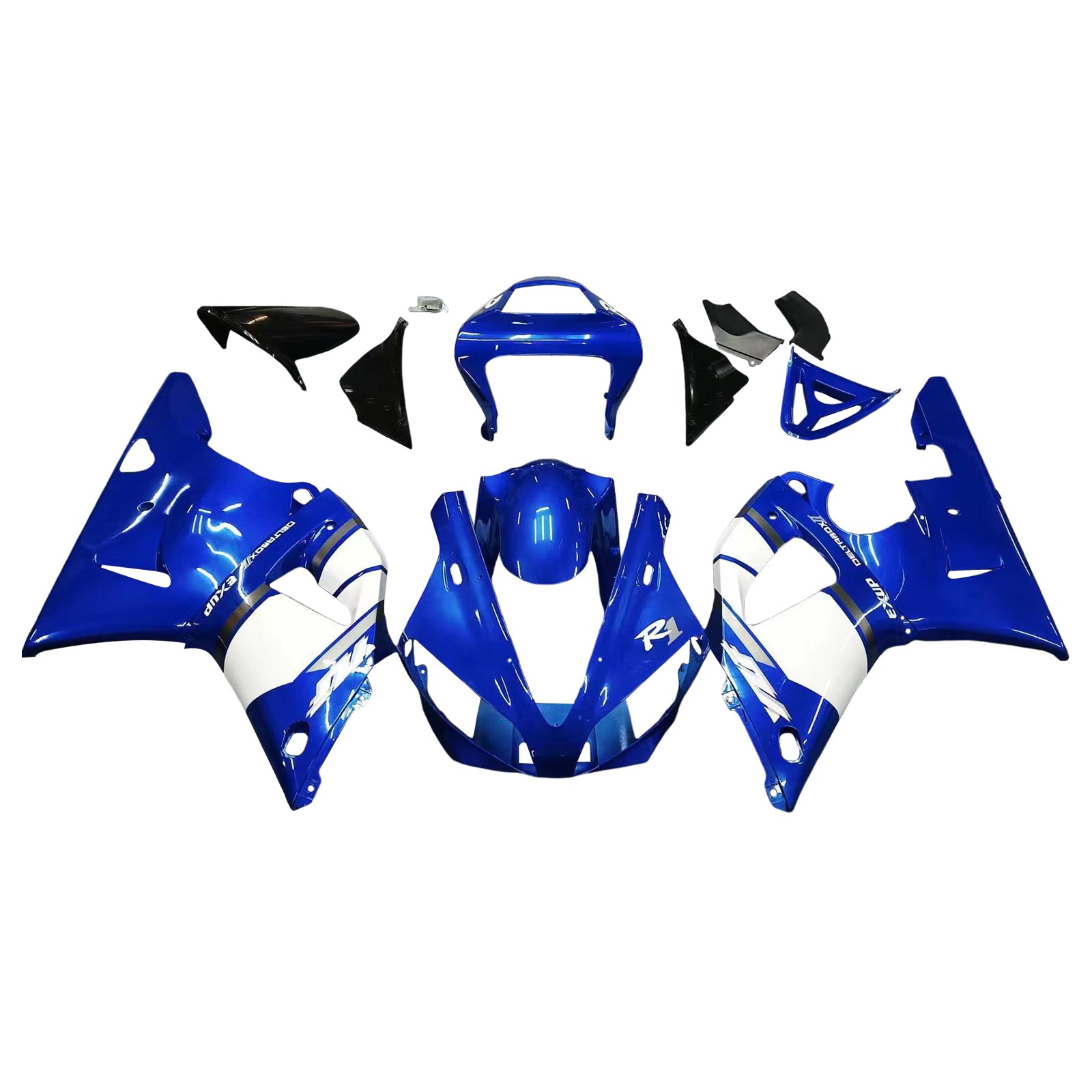 Kit de carenado de plástico de inyección ABS Amotopart para Yamaha YZF R1 2000-2001 azul genérico