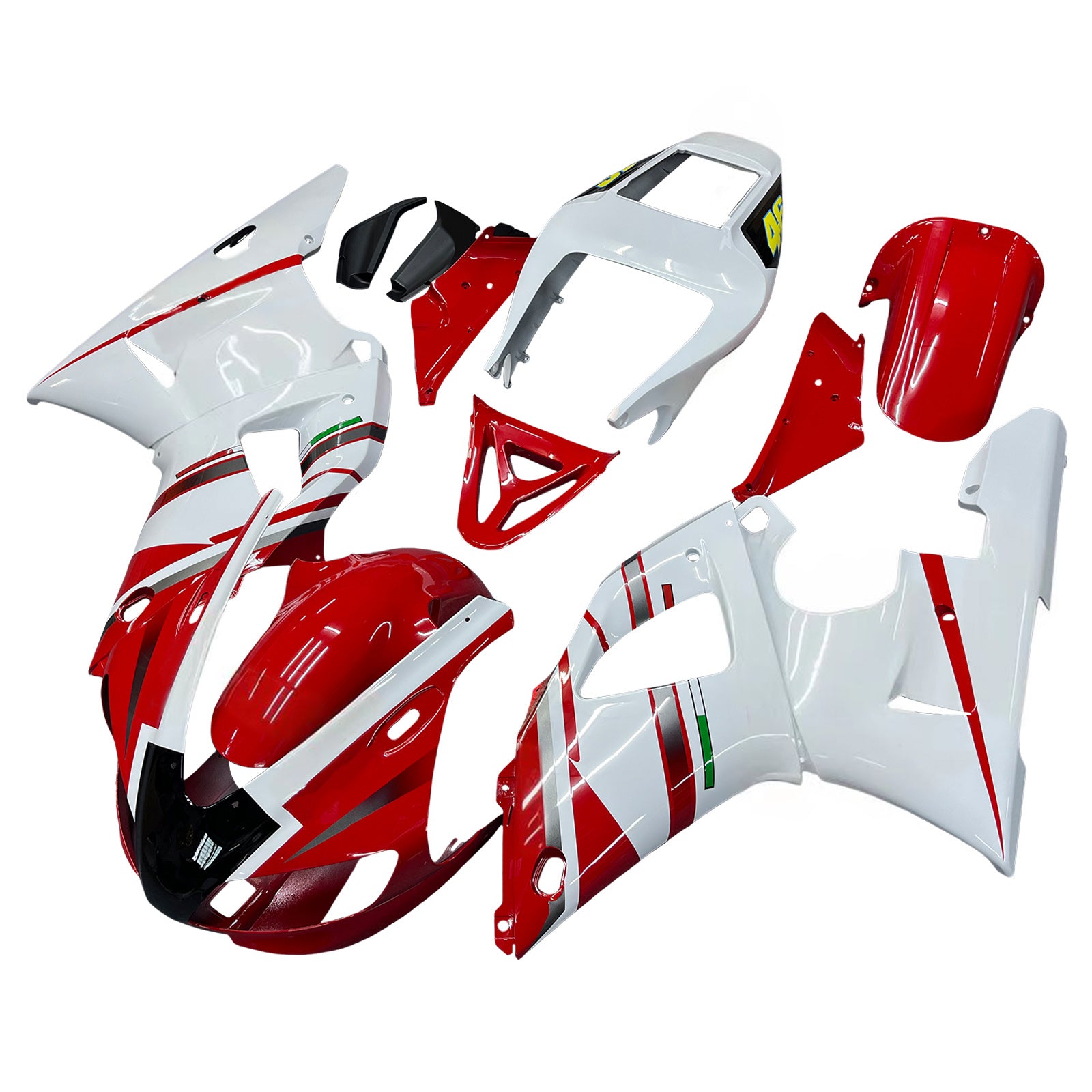 Carénages Amotopart 1998-1999 Yamaha YZF-R1 Rouge Blanc No.46 FIAT R1 Generic