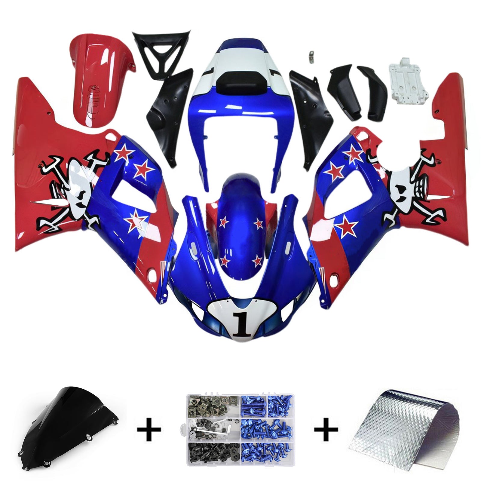 1998-1999 Yamaha YZF-R1 Kit de carenado de inyección Carrocería de plástico ABS