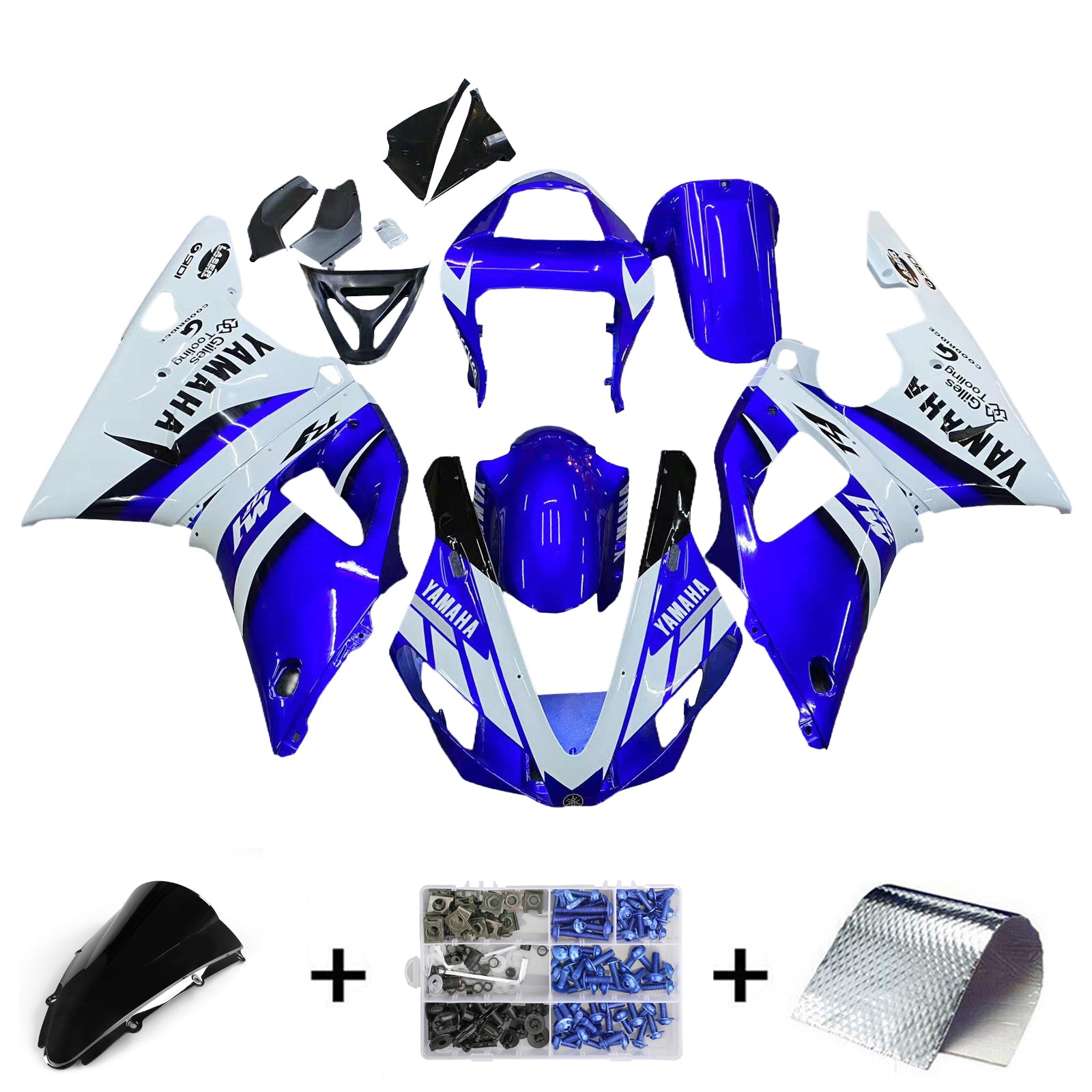 Amotopart Carénages 2000-2001 Yamaha YZF-R1 Bleu &amp; Blanc R1 Generic