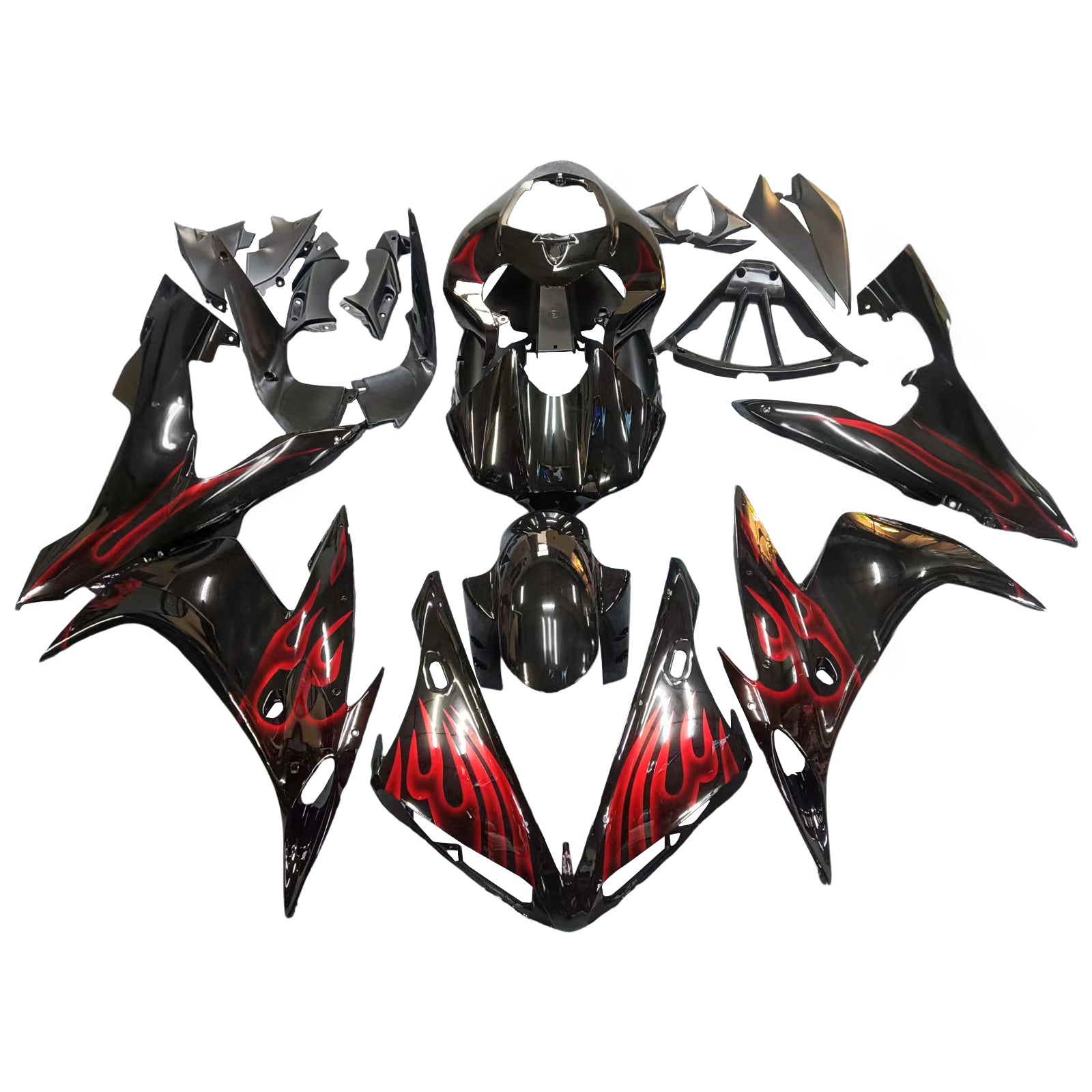 Carénages Amotopart 2004-2006 Yamaha YZF-R1 Black &amp; Red Flame R1 Generic