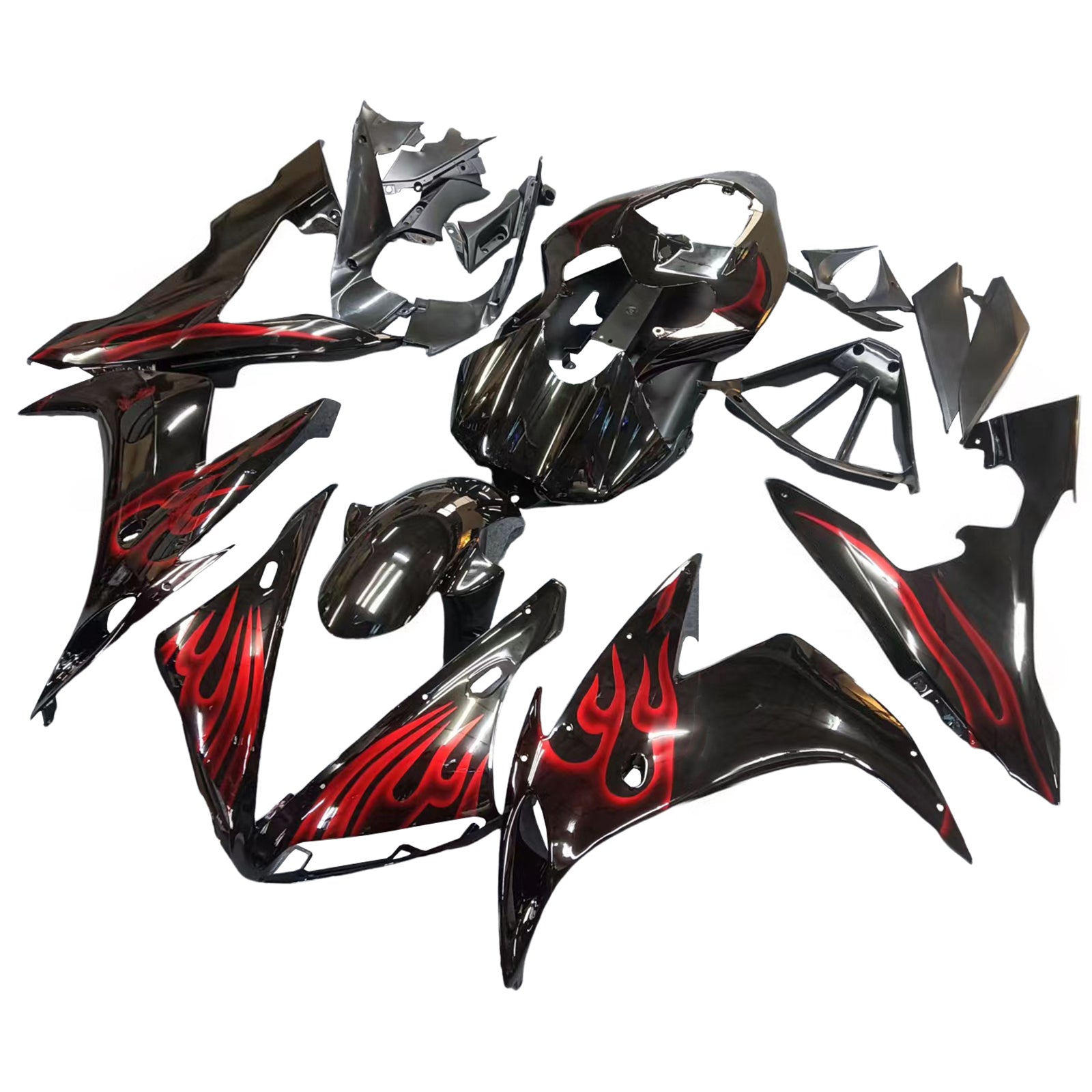 Carénages Amotopart 2004-2006 Yamaha YZF-R1 Black &amp; Red Flame R1 Generic