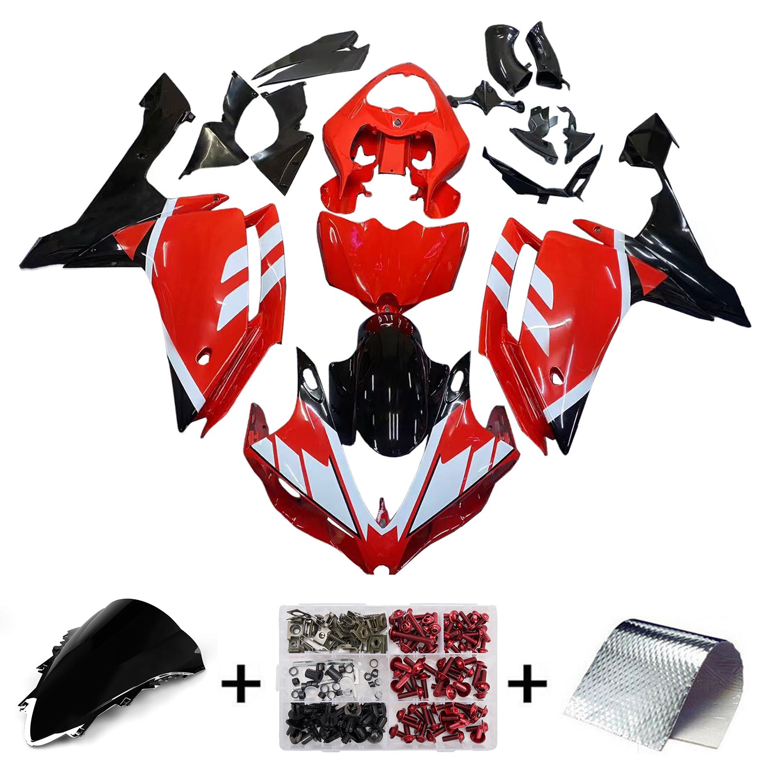 Carénages Amotopart 2007-2008 Yamaha YZF-R1 Rouge Noir Santander Bank Generic