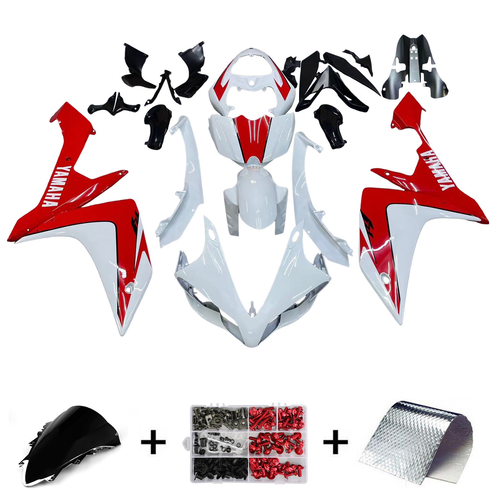 Carenados Amotopart 2007-2008 Yamaha YZF-R1 Blanco Rojo R1 Genérico