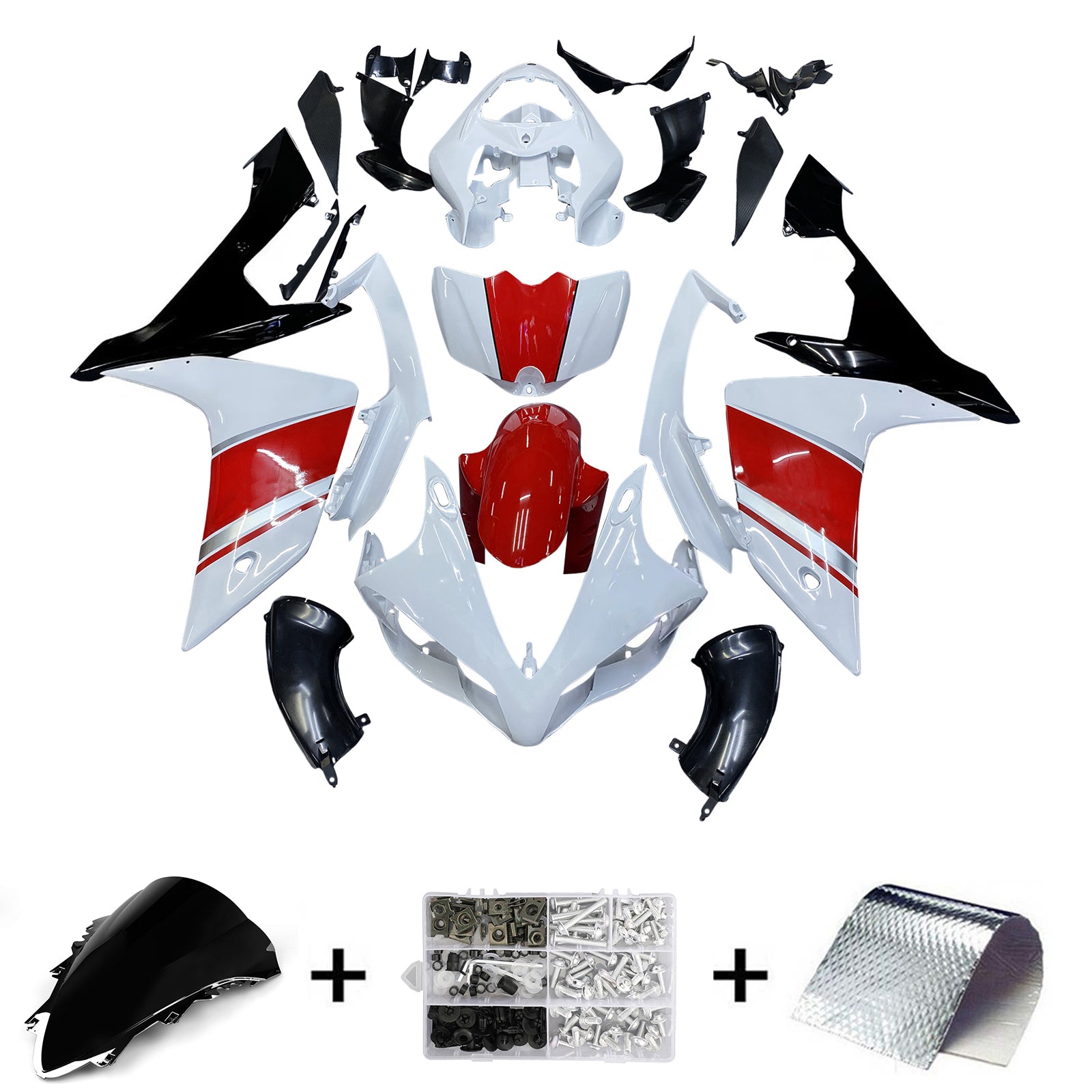 Carénages Amotopart 2007-2008 Yamaha YZF-R1 Blanc Rouge Noir R1 Generic