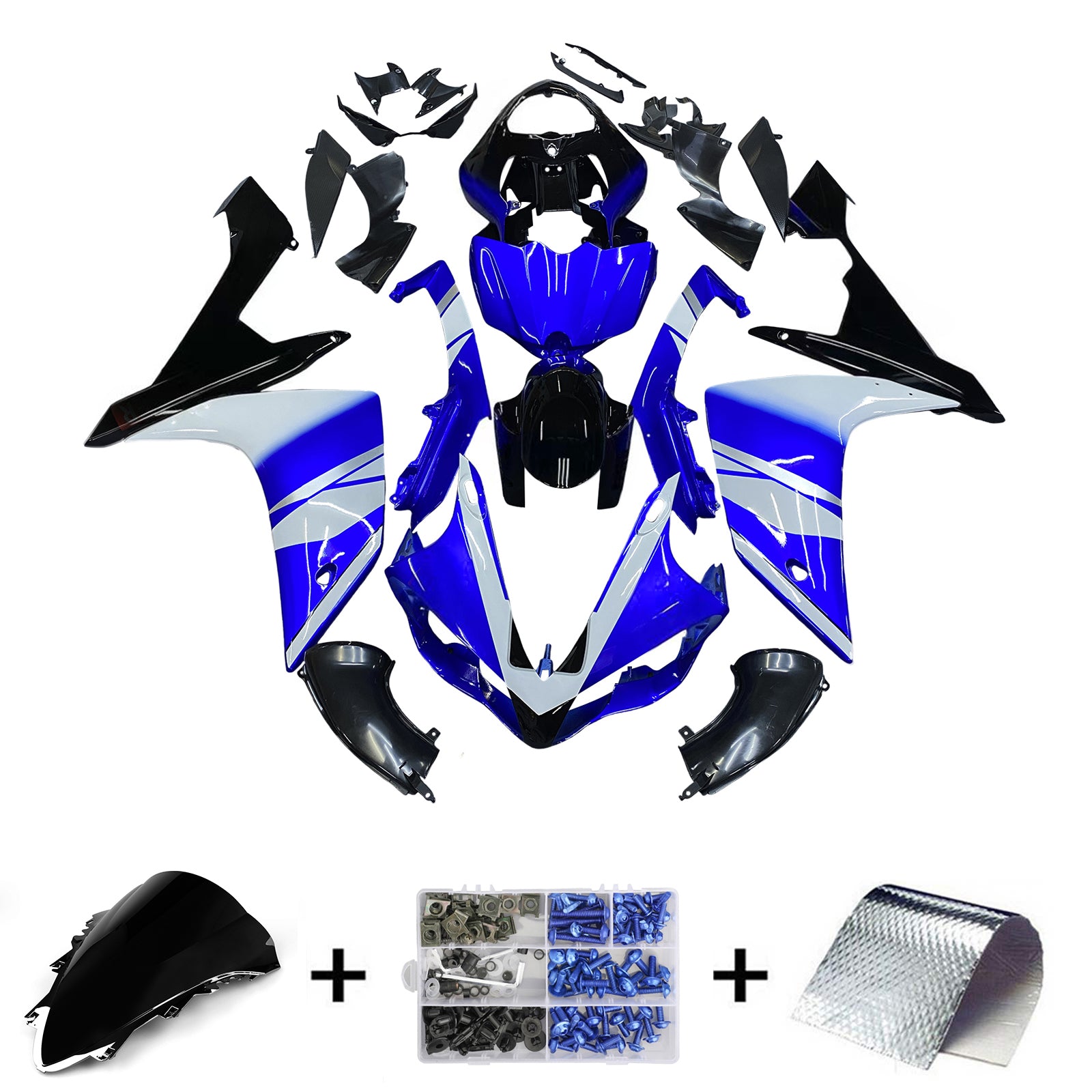 Carene Amotopart 2007-2008 Yamaha YZF-R1 Blu Nero BMC R1 Generico