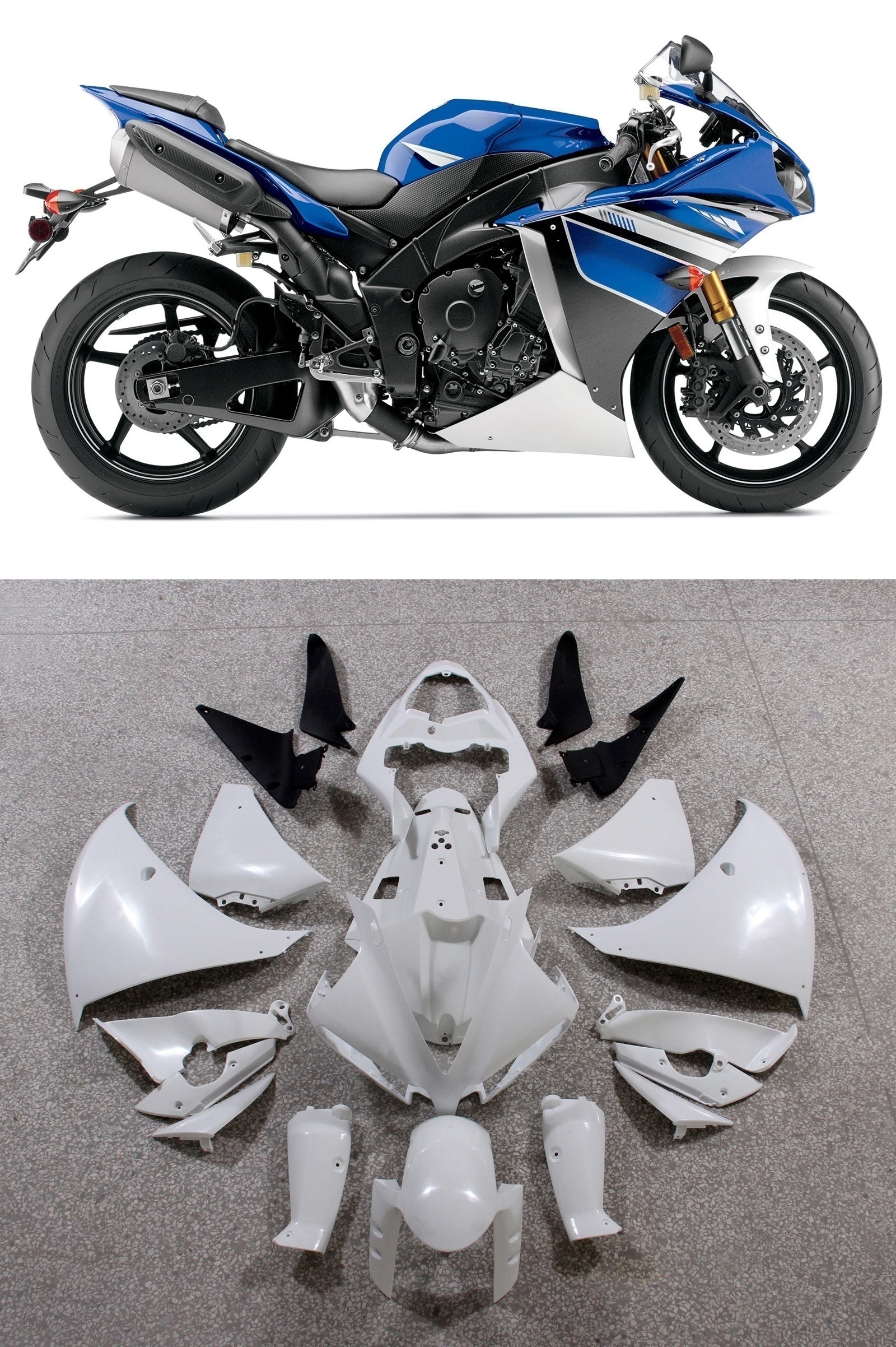 Amotopart Carénages Plastiques 2012-2014 Yamaha YZF R1 Bleu Noir R1 Generic