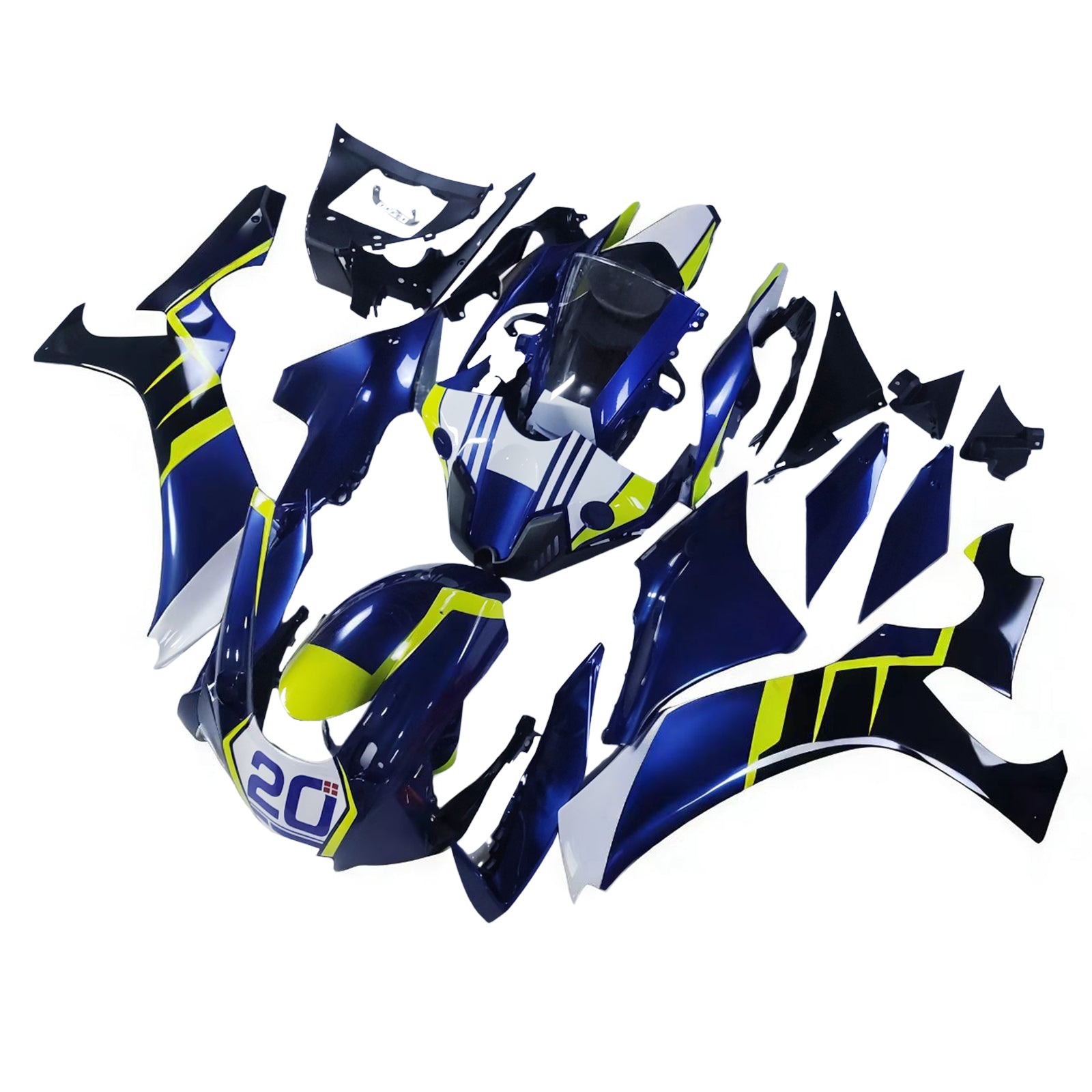 Kit di carenatura Amotopart Yamaha YZF R1 2020-2024 blu e giallo