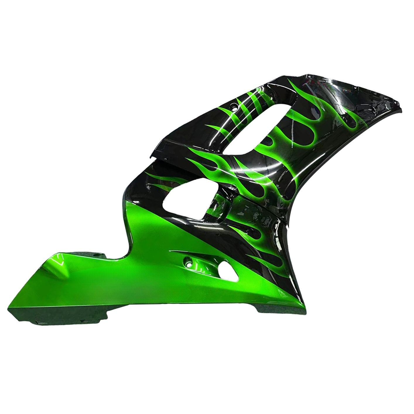 Carénages Amotopart 1998-2002 Yamaha YZF-R6 Black &amp; Green Flame R6 Generic