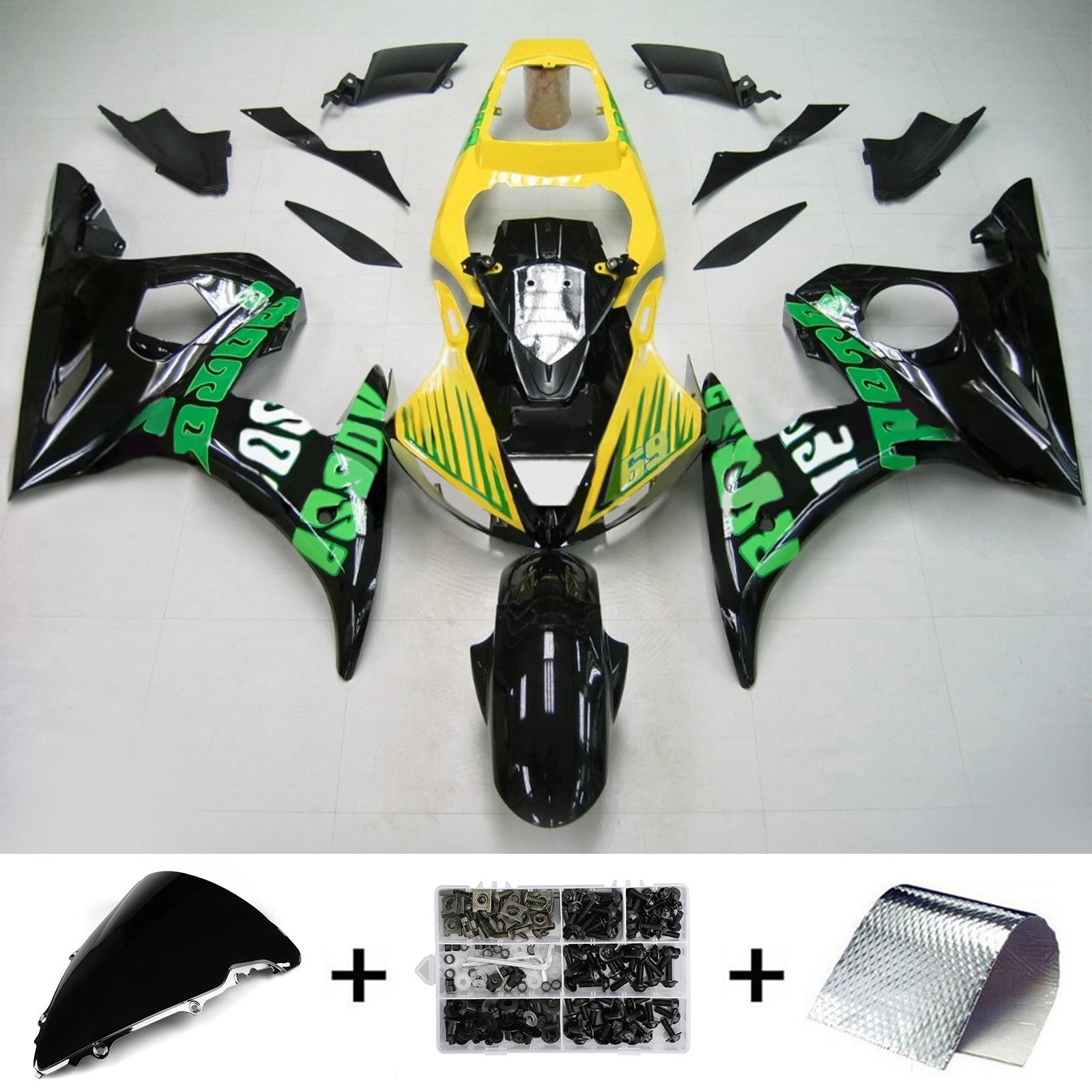 Kit de carénage Amotopart pour Yamaha YZF 600 R6 2003-2004 R6S 2006-2009