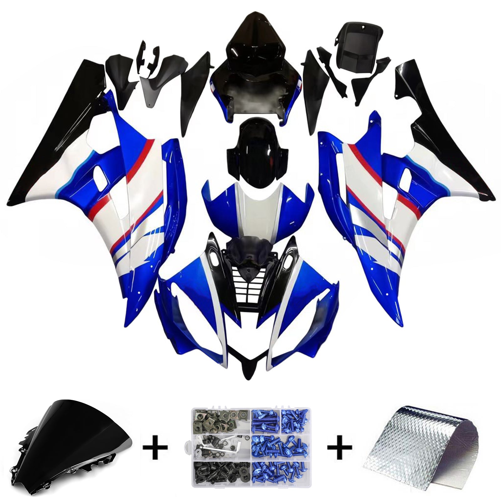 Carénages Amotopart 2006-2007 Yamaha YZF-R6 Bleu Noir Sterilgard R6 Generic