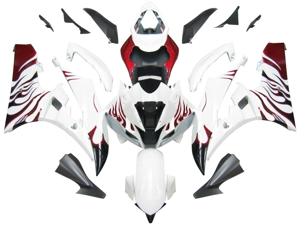 Carénages Amotopart 2006-2007 Yamaha YZF-R6 White &amp; Red Flame R6 Generic