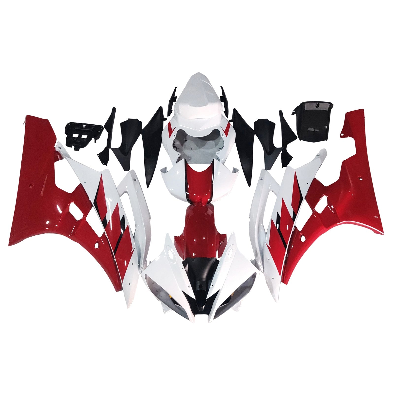 Amotopart Kit de carénage pour Yamaha YZF R6 YZF-R6 2006-2007 Rouge Blanc Générique