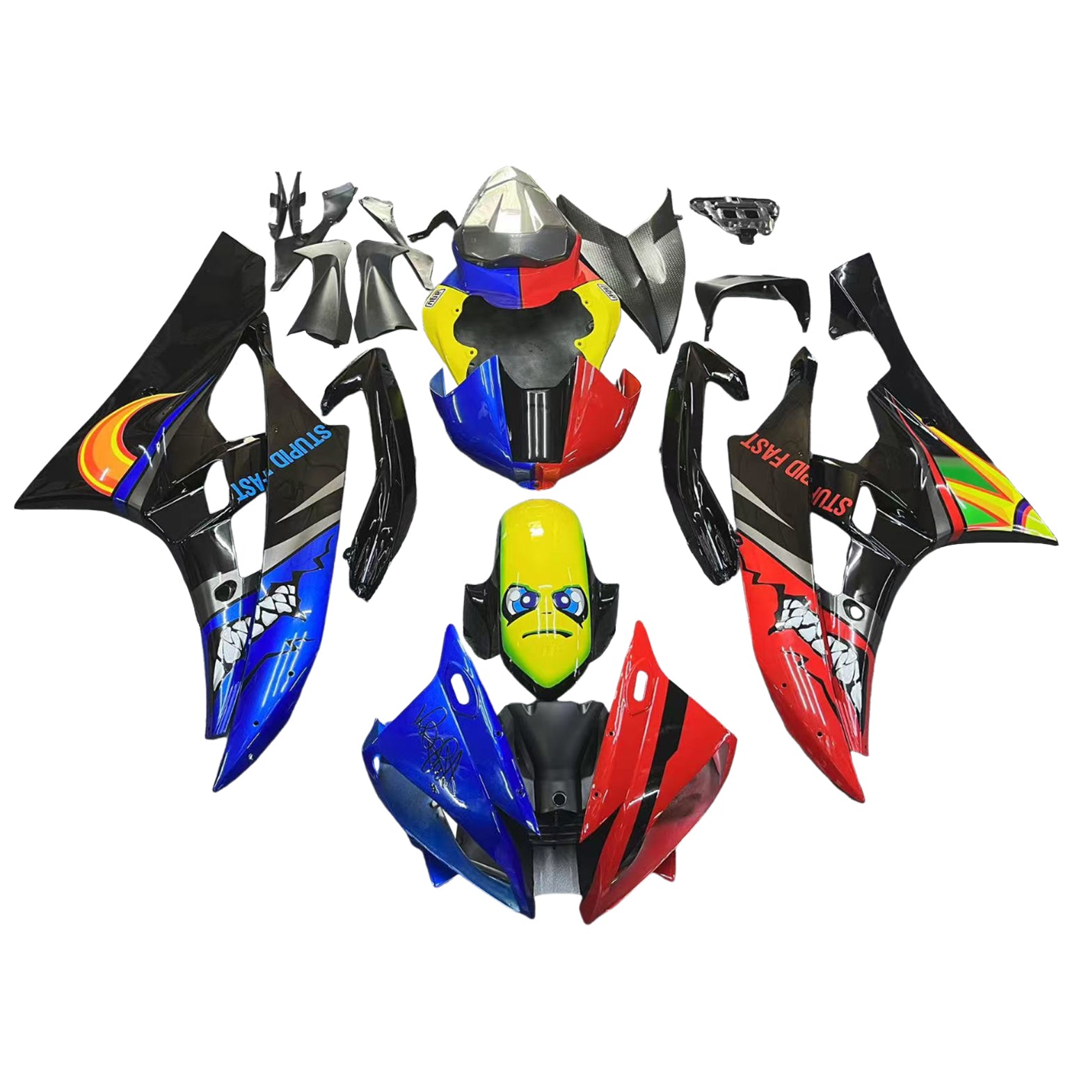 Amotopart Yamaha YZF 600 R6 2006-2007 Kit Carénage Carrosserie Plastique ABS