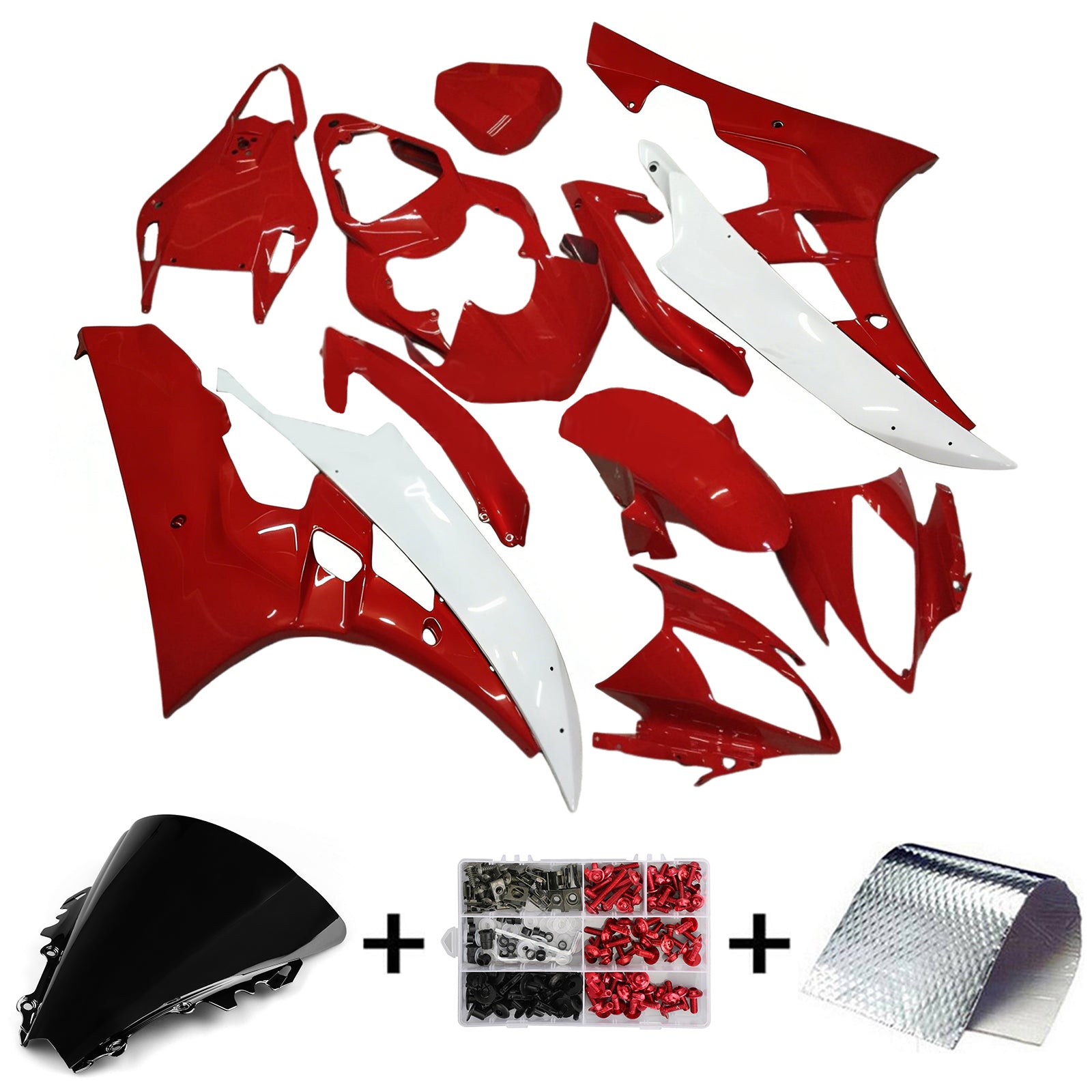 Amotopart Yamaha YZF 600 R6 2006-2007 Kit Carénage Carrosserie Plastique ABS