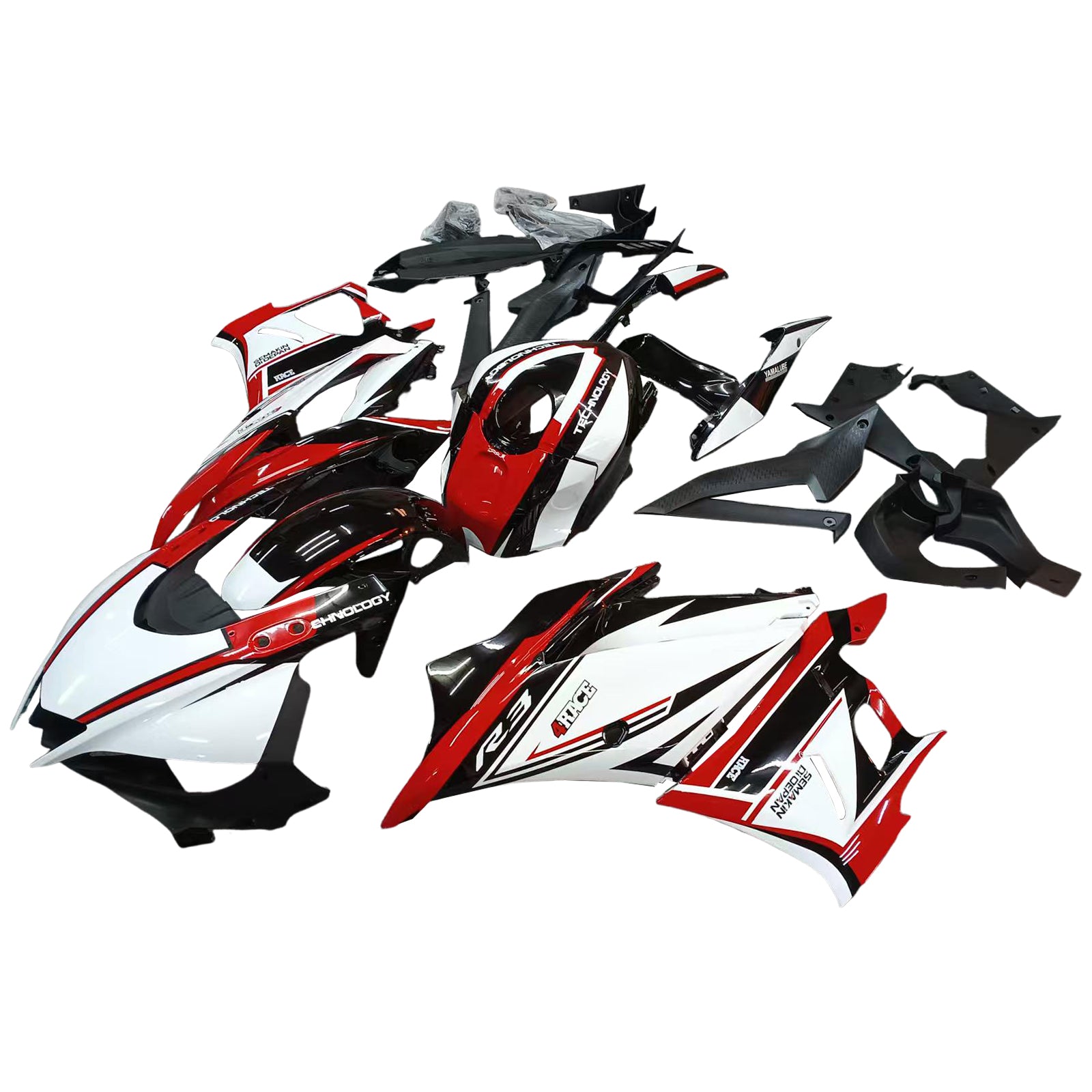Amotopart Yamaha YZF-R3 R25 2019-2021 Kit Carénage Carrosserie Plastique ABS