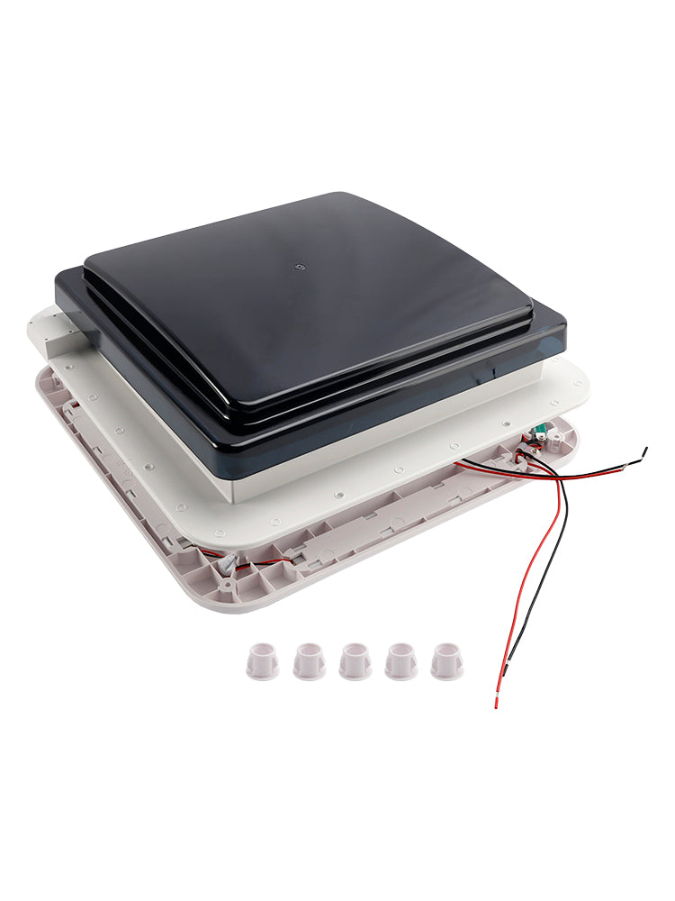 Fenêtre De Toit Ventilée Avec LED Pour Camping-car - 36x36 Cm, IP68, 6 Vitesses (5-35 M³/min) - Pour Ouverture 28x28 Cm
