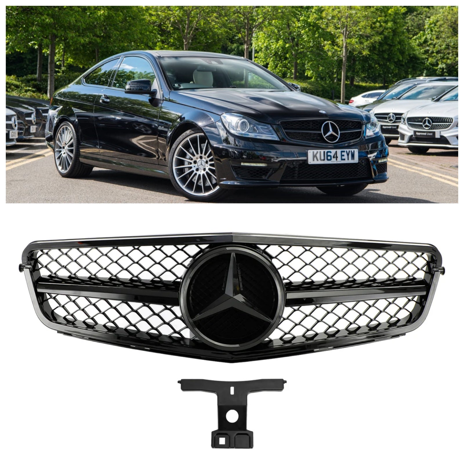 2008-2013 W204 Parrilla negra genérica estilo C63 de Benz Clase C