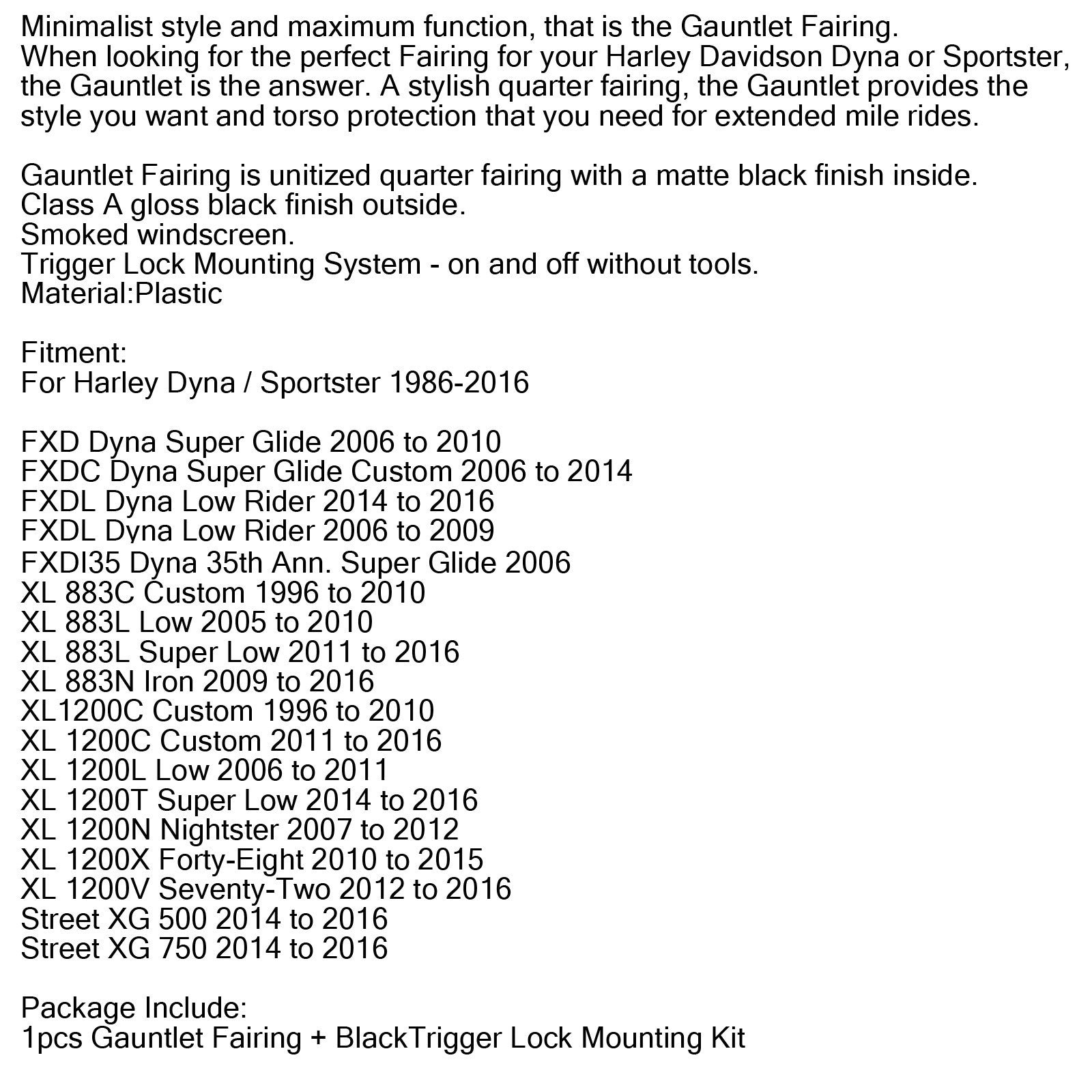 Pare-brise café racer pour Sportster XL 883 1200 FXDL 86-16