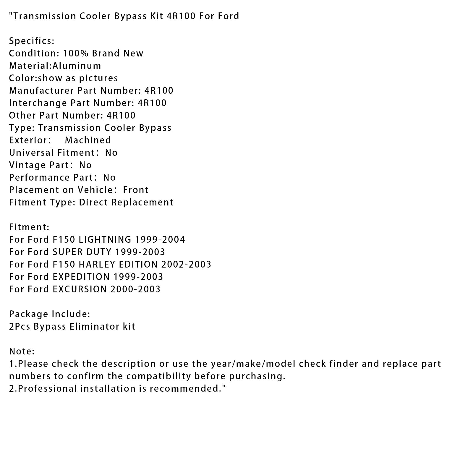 Zestaw pochodnych chłodnicy 4R100 dla Forda