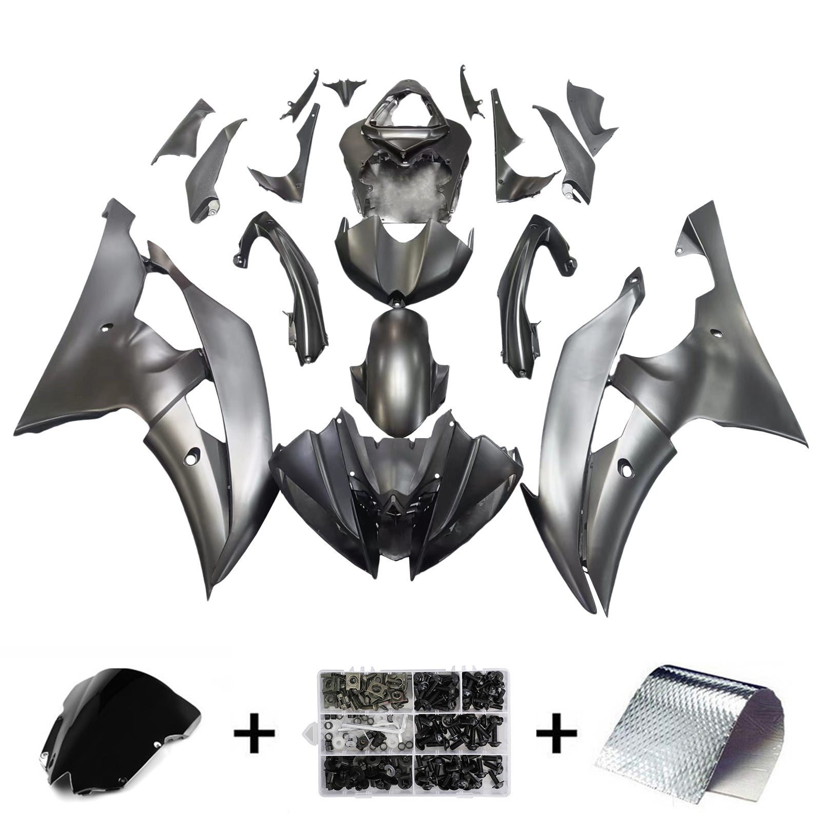 Kit de carénage en plastique moulé par injection noir mat pour Yamaha YZF-R6 2008-2016