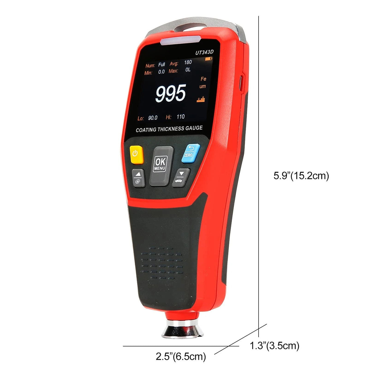 UT343D Digitale laagdiktemeter, meetbereik: 0-1250 µm