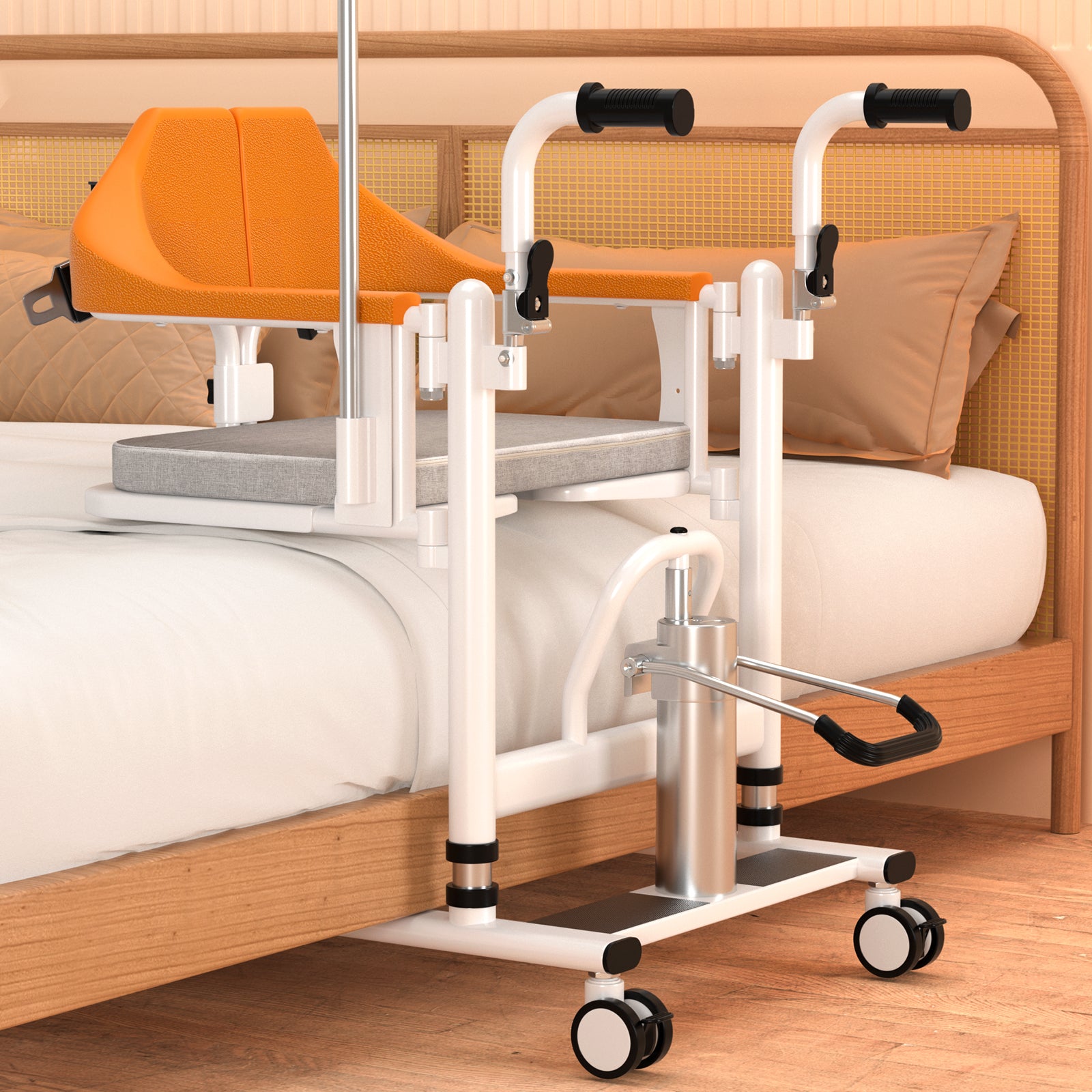 Levante hidráulico silla de ruedas salvavidas para transporte grande para pacientes divididos 180 ° SIEGE