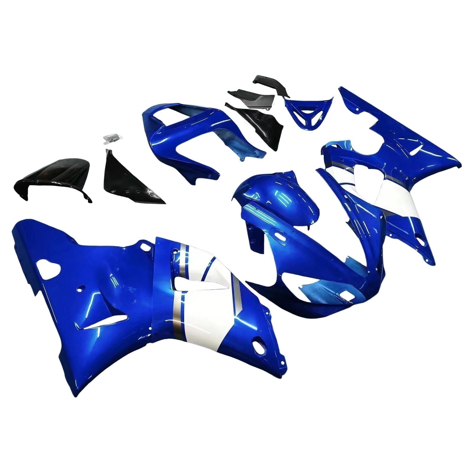 Kit de carénage en plastique ABS moulé par injection bleu pour Yamaha YZF R1 2000-2001