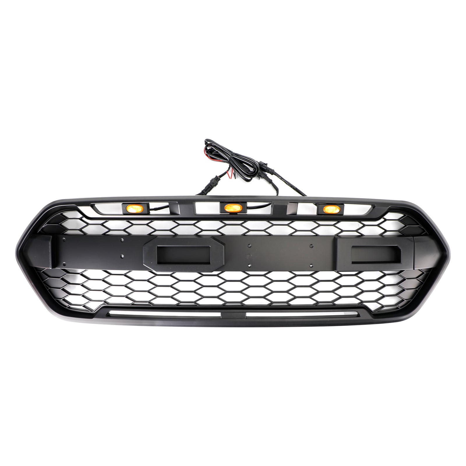 Griglia paraurti anteriore nera opaca per Ford Transit Custom Trail 2018-2023 con 3 LED