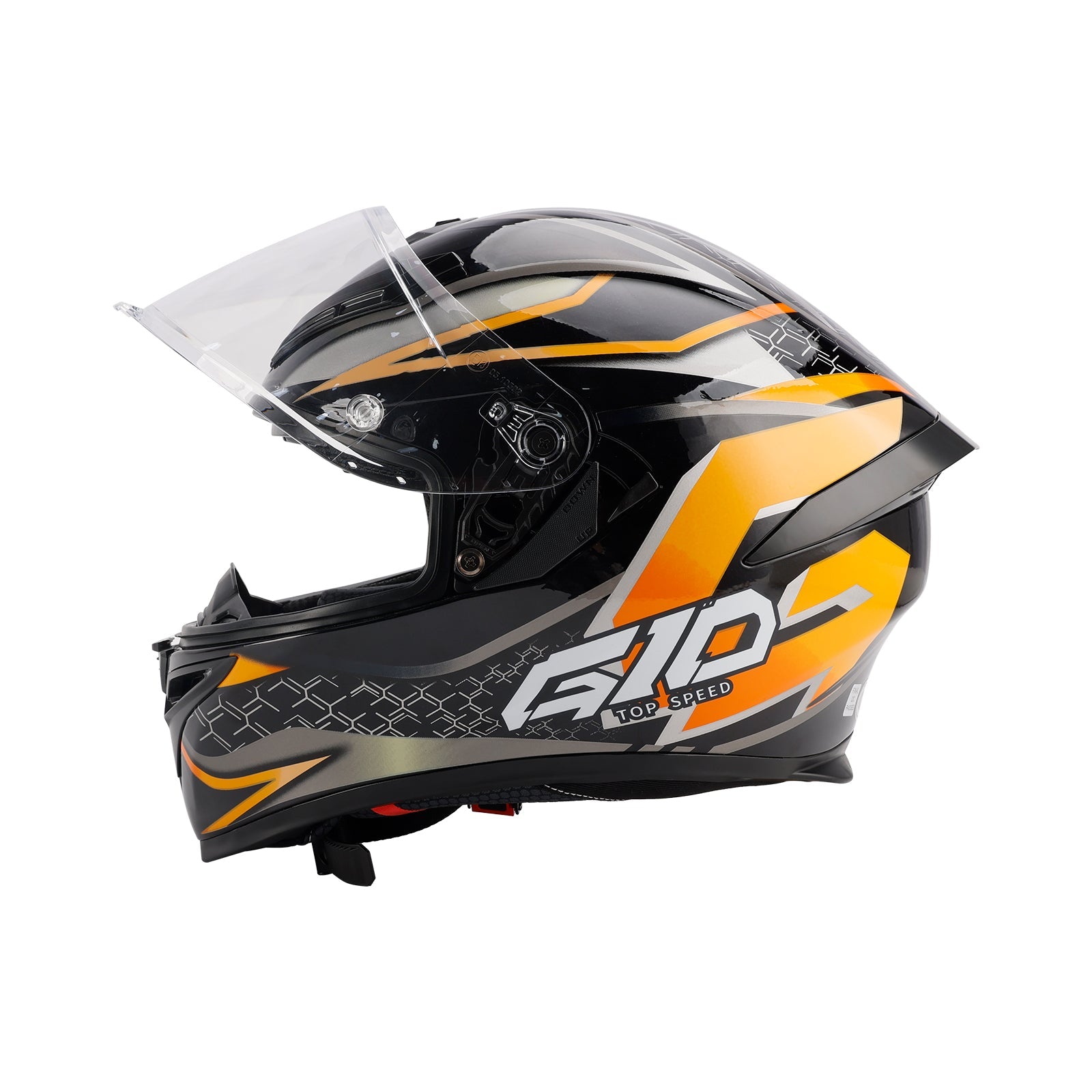 Casque moto intégral DOT pour adulte, orange