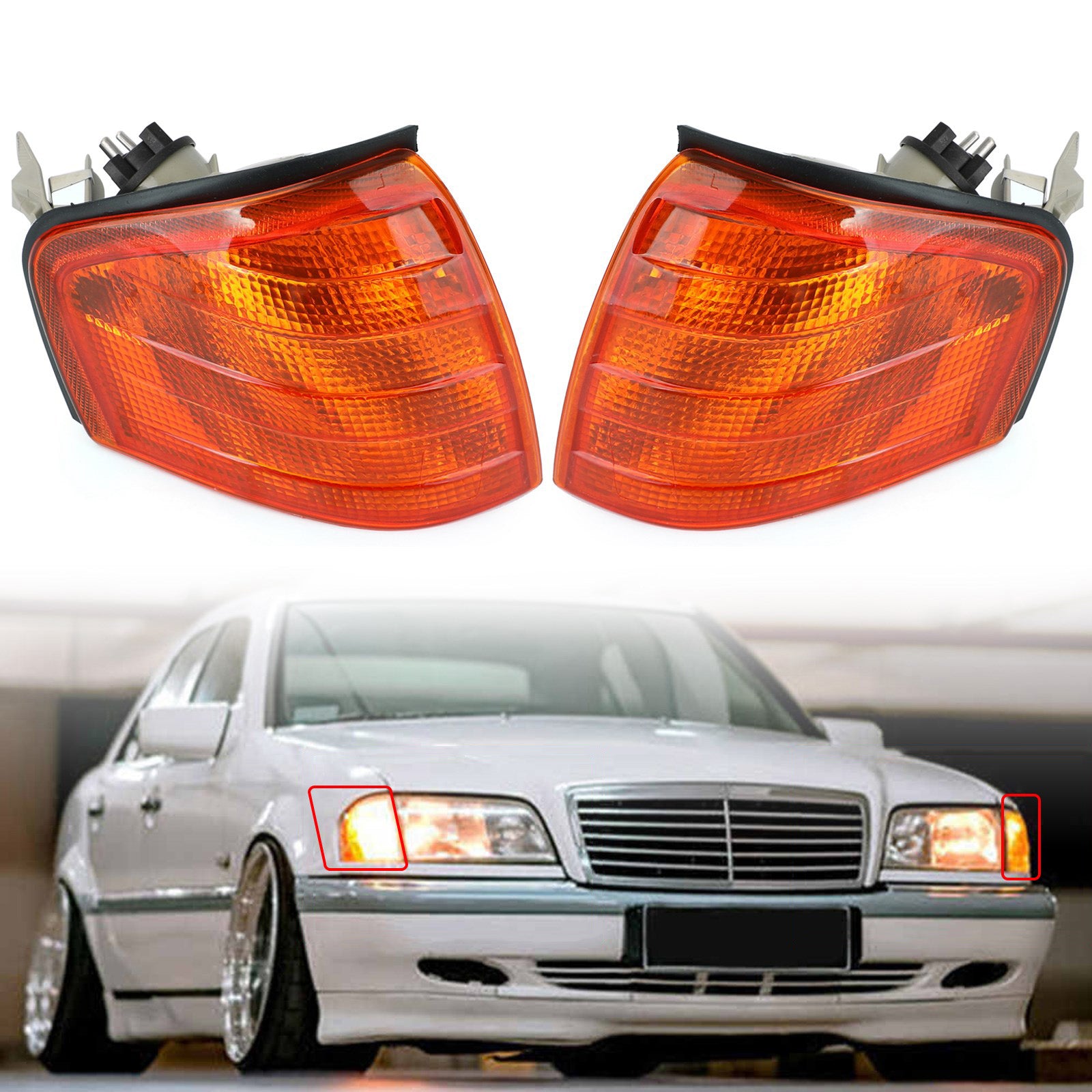 Paire Lumières D'Angle Lampes Clignotant Pour Mercedes Benz Classe C W202 94-00