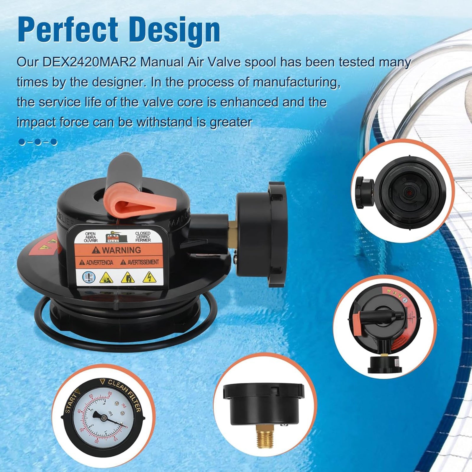 DEX2420MAR2 Zespół ręcznego odpowietrzania filtra basenowego z wkładem